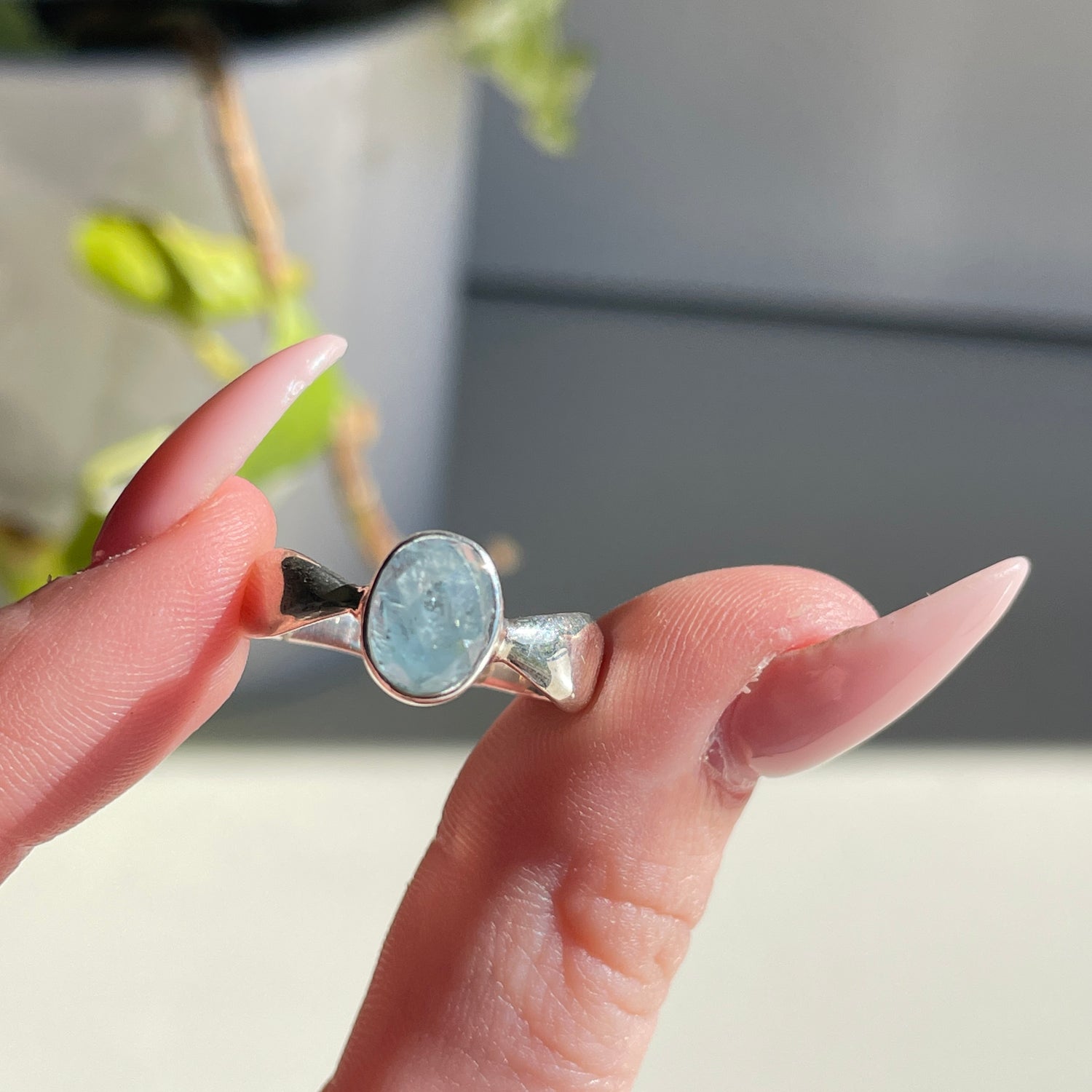 Aquamarine Oval Ring Sz8.5
