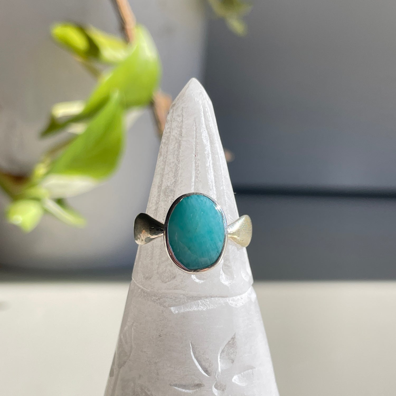 Amazonite Oval Ring Sz7.5