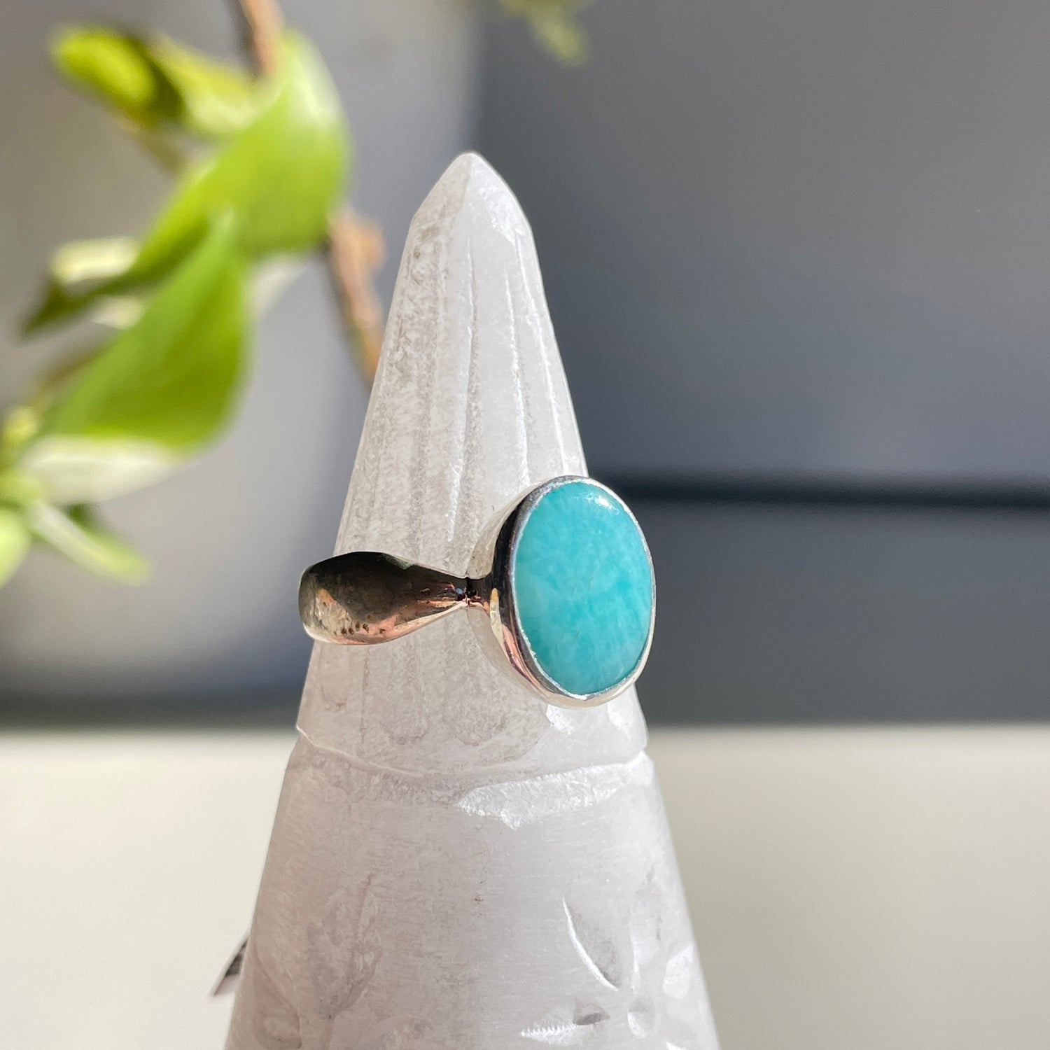 Amazonite Oval Ring Sz7.5