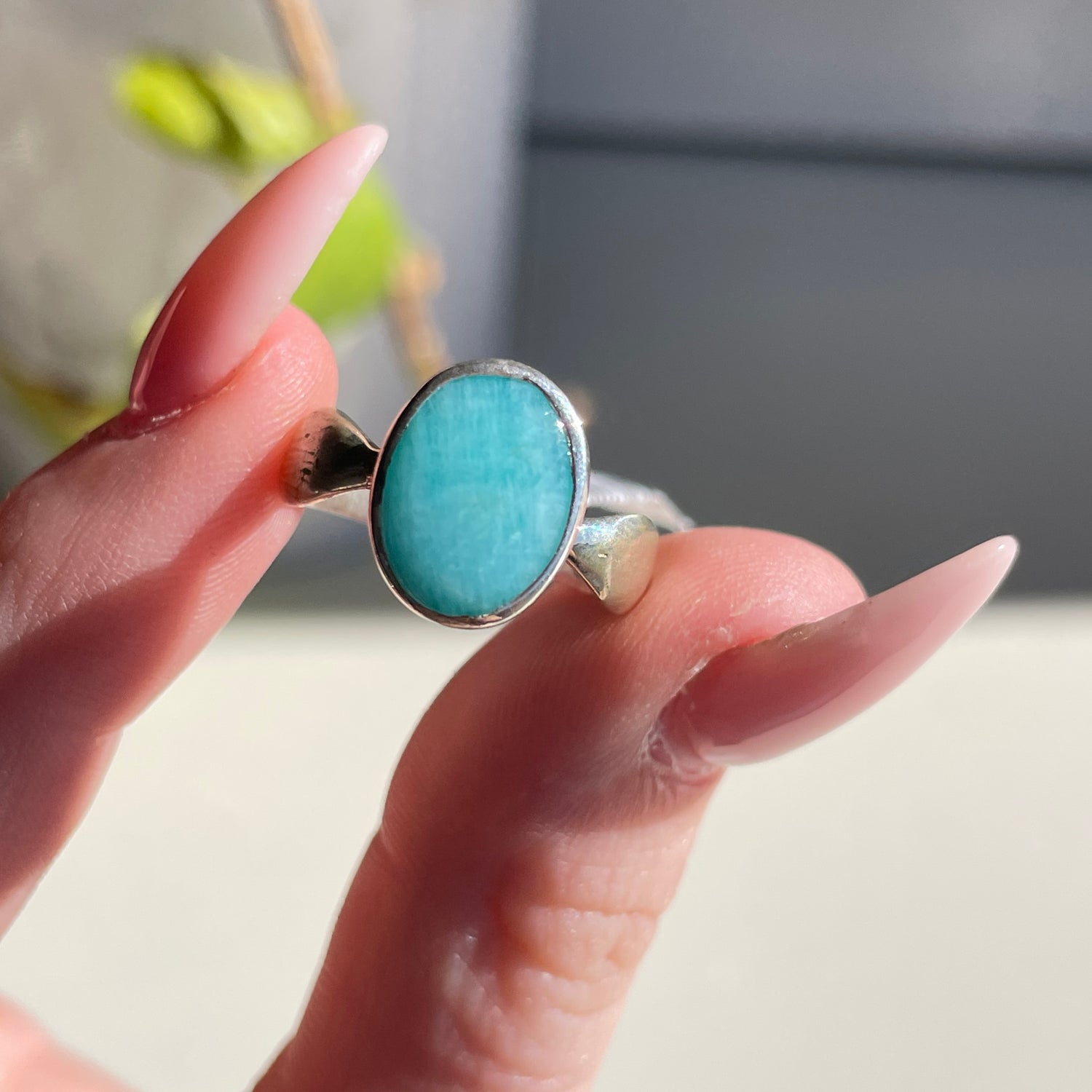 Amazonite Oval Ring Sz7.5