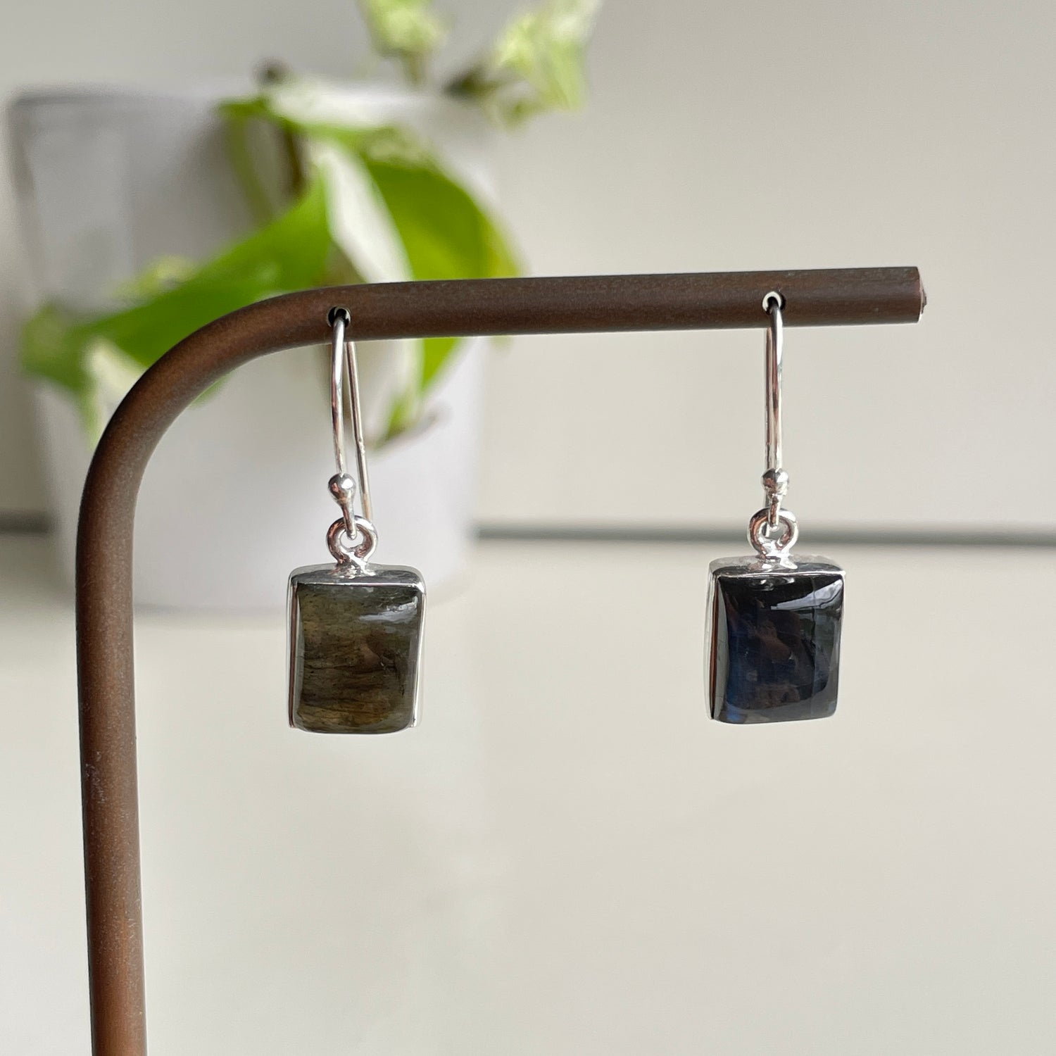 Labradorite Rectangle Earrings