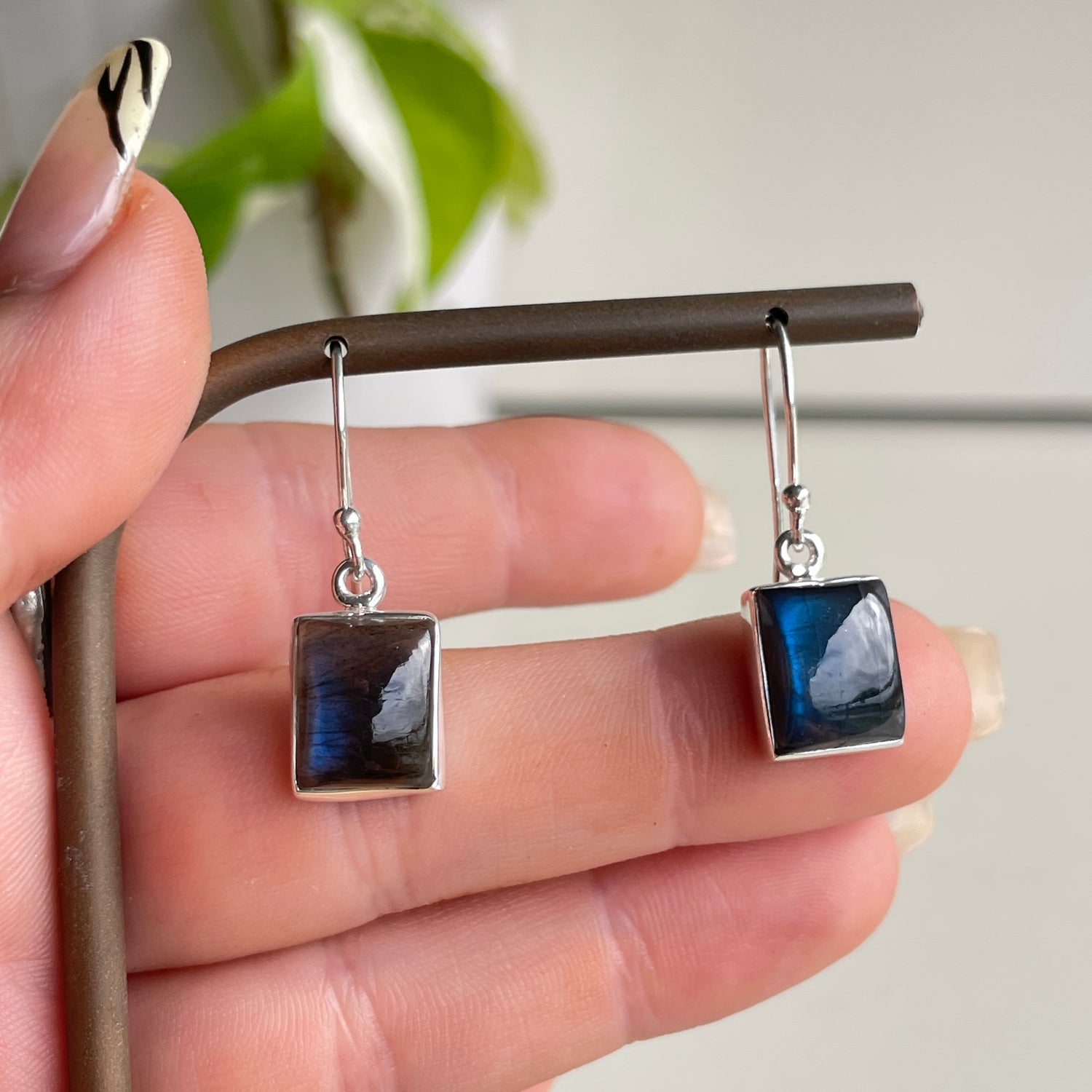 Labradorite Rectangle Earrings
