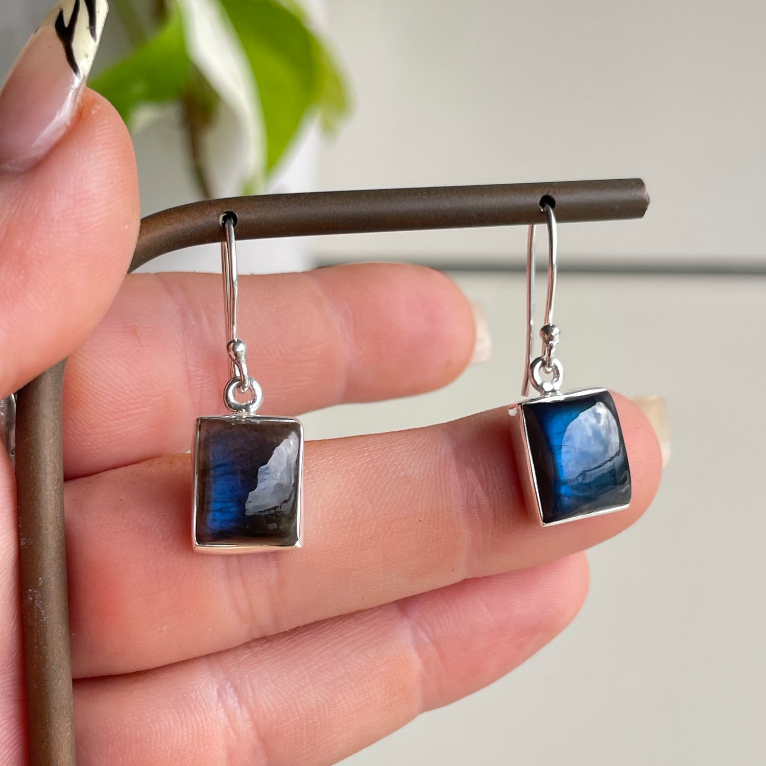 Labradorite Rectangle Earrings