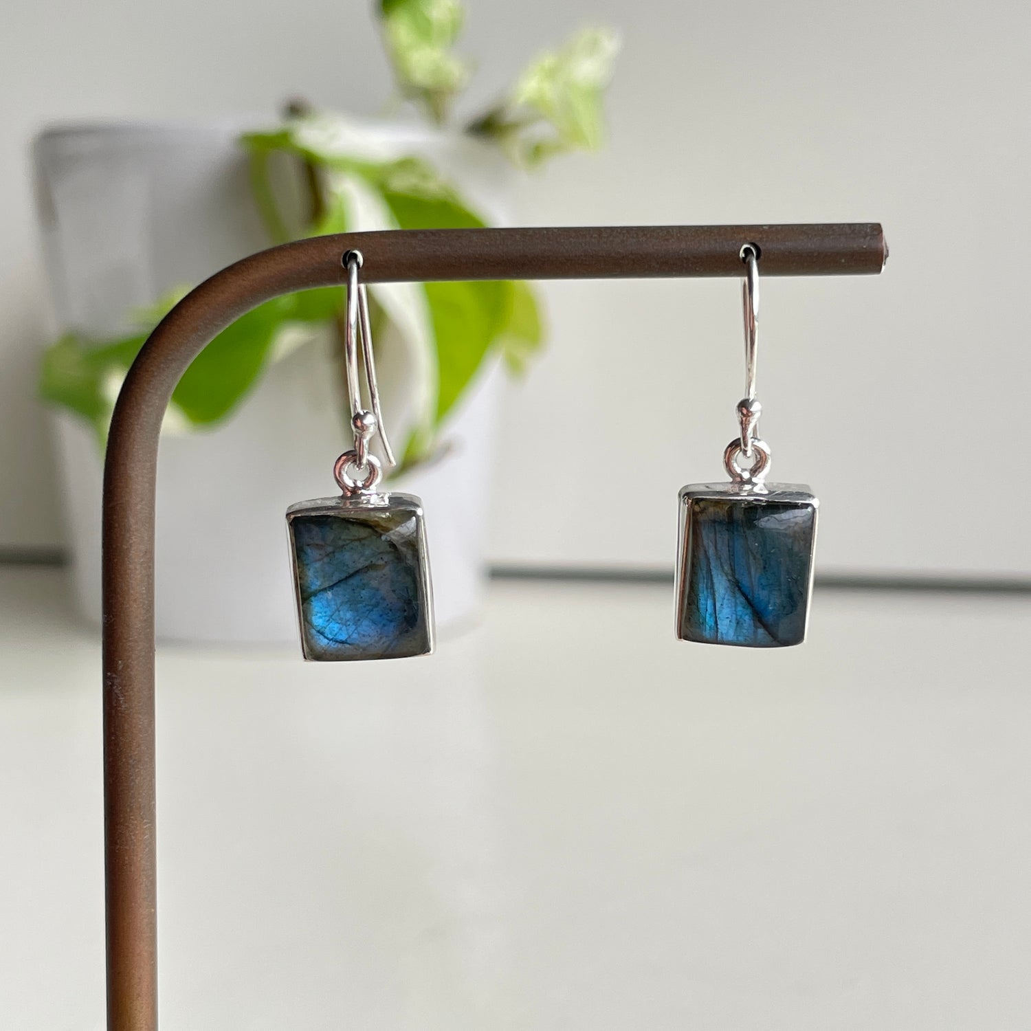 Labradorite Rectangle Earrings