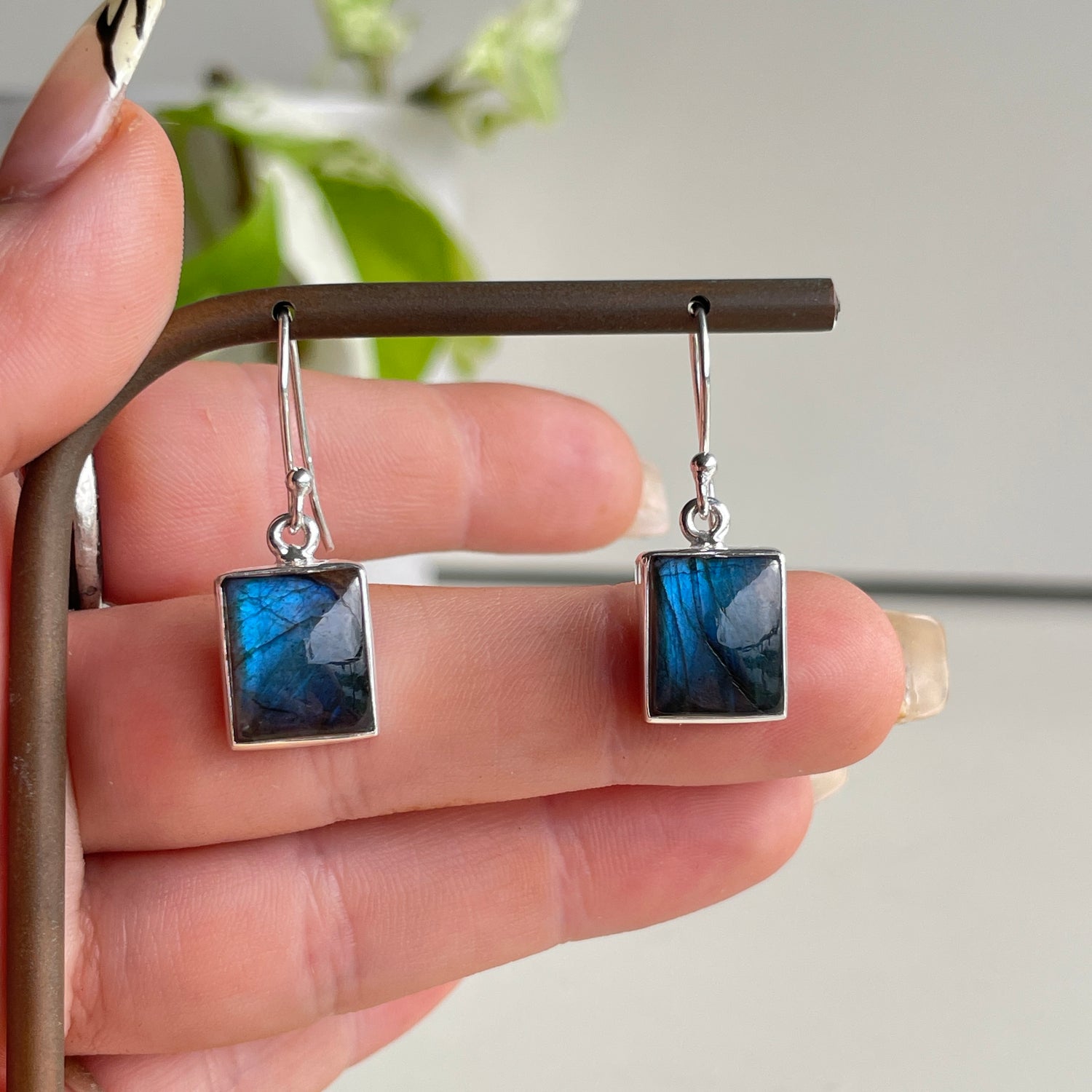 Labradorite Rectangle Earrings