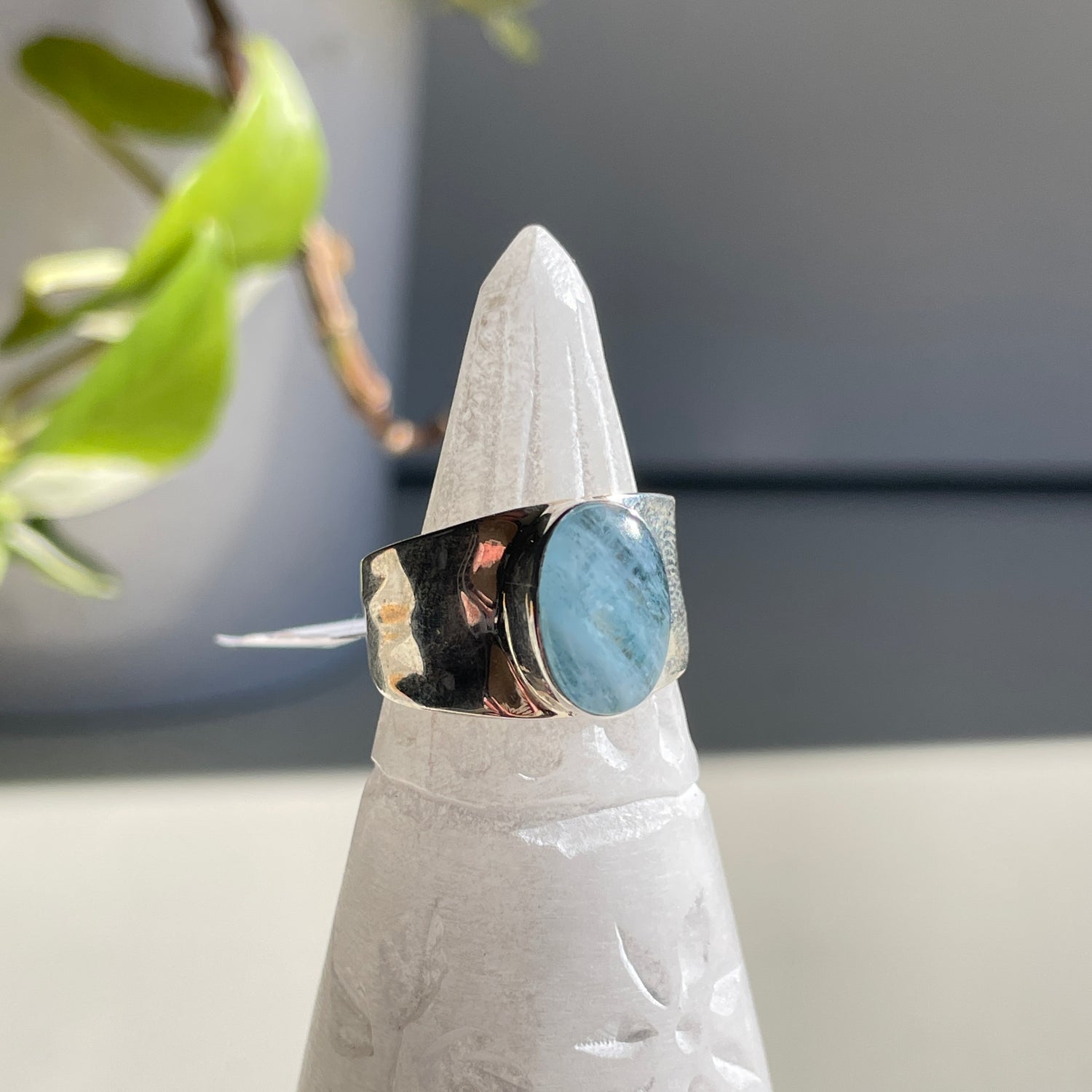 Aquamarine Oval Ring Sz7