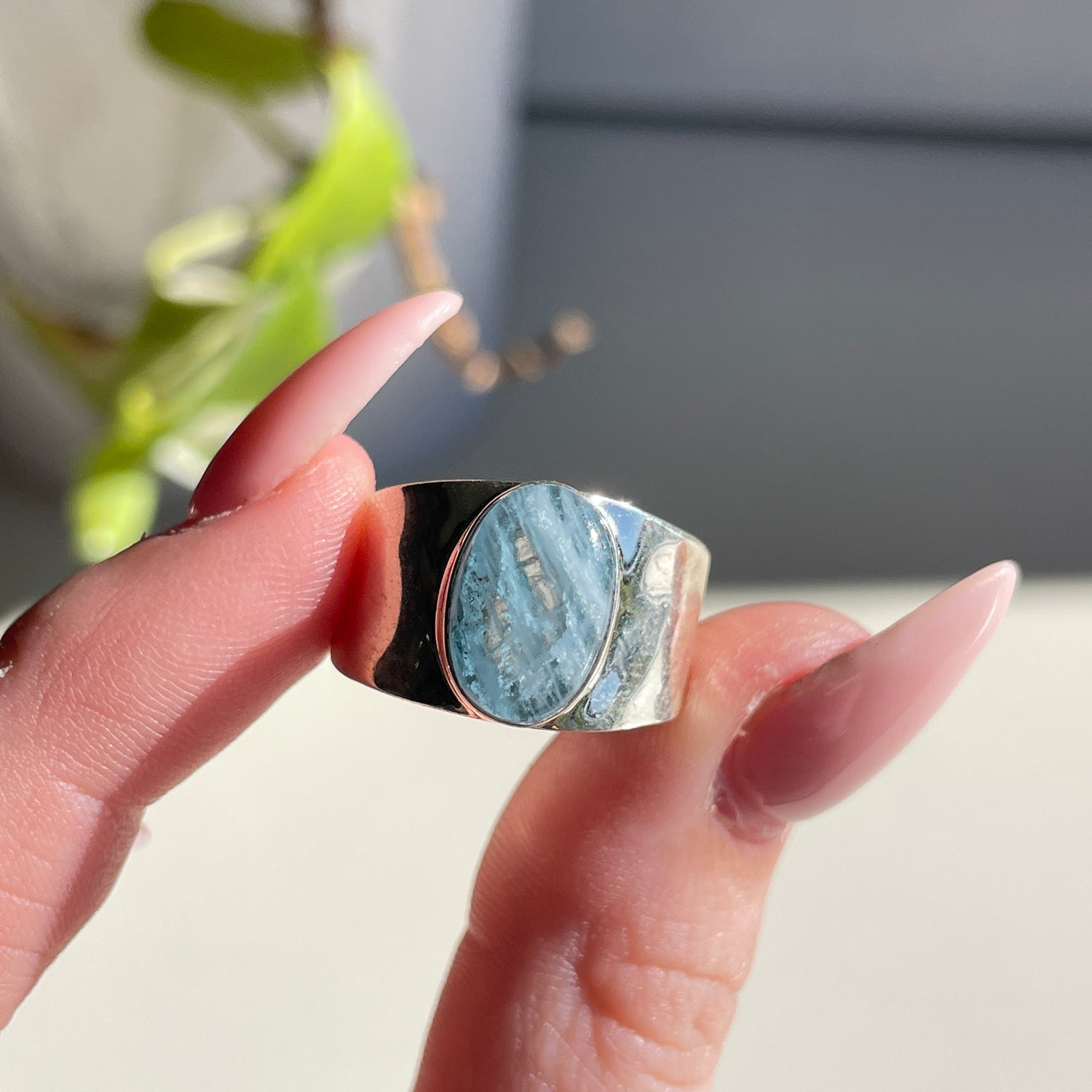 Aquamarine Oval Ring Sz7