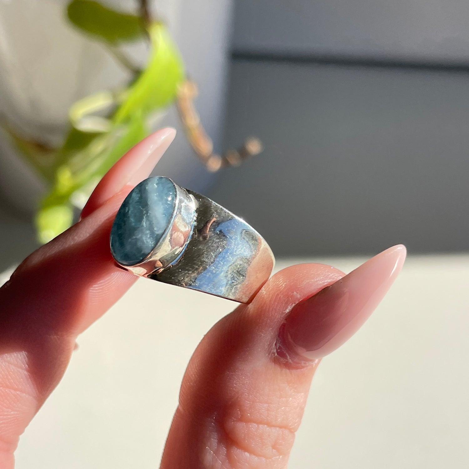 Aquamarine Oval Ring Sz7