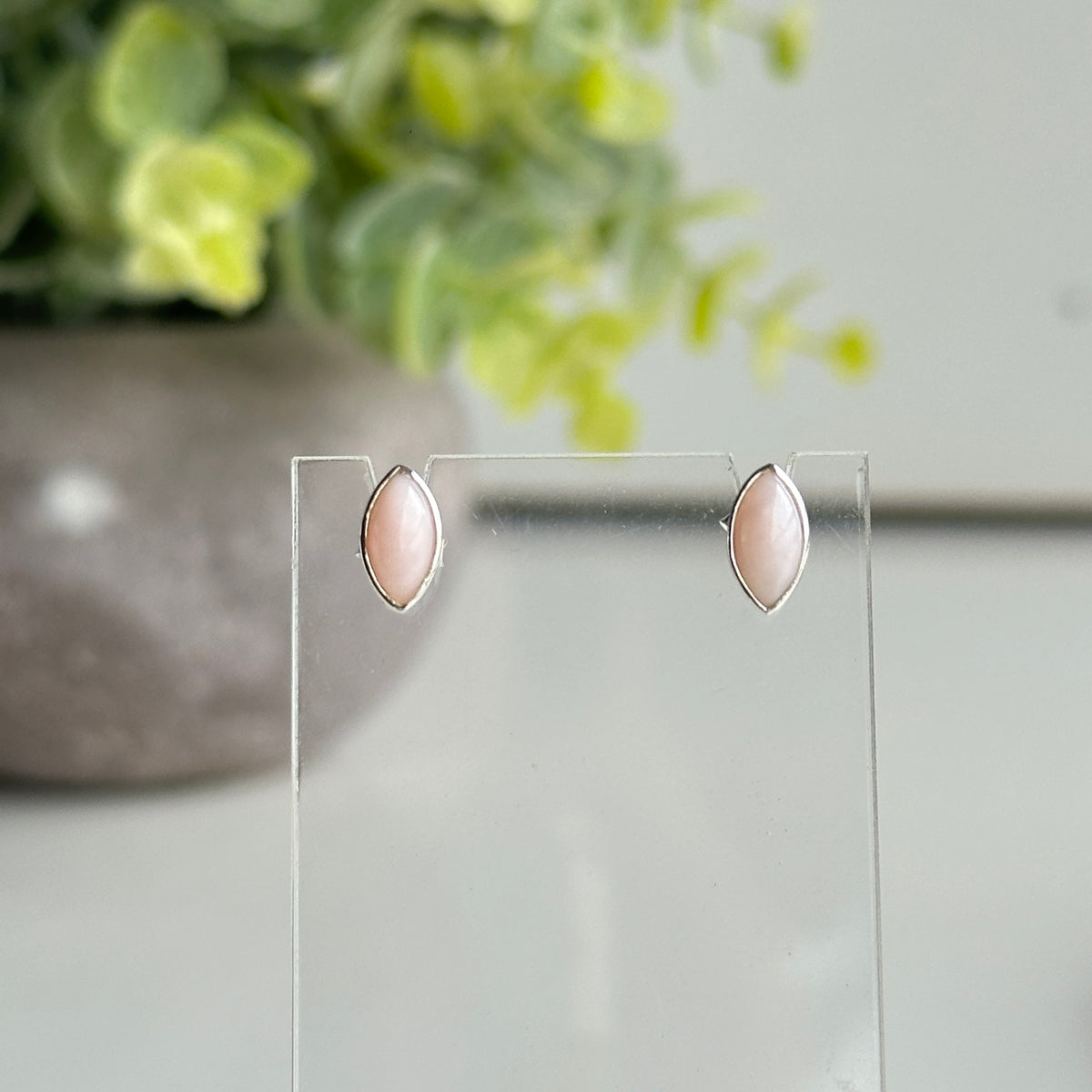 Pink Opal Marquise Stud Earrings