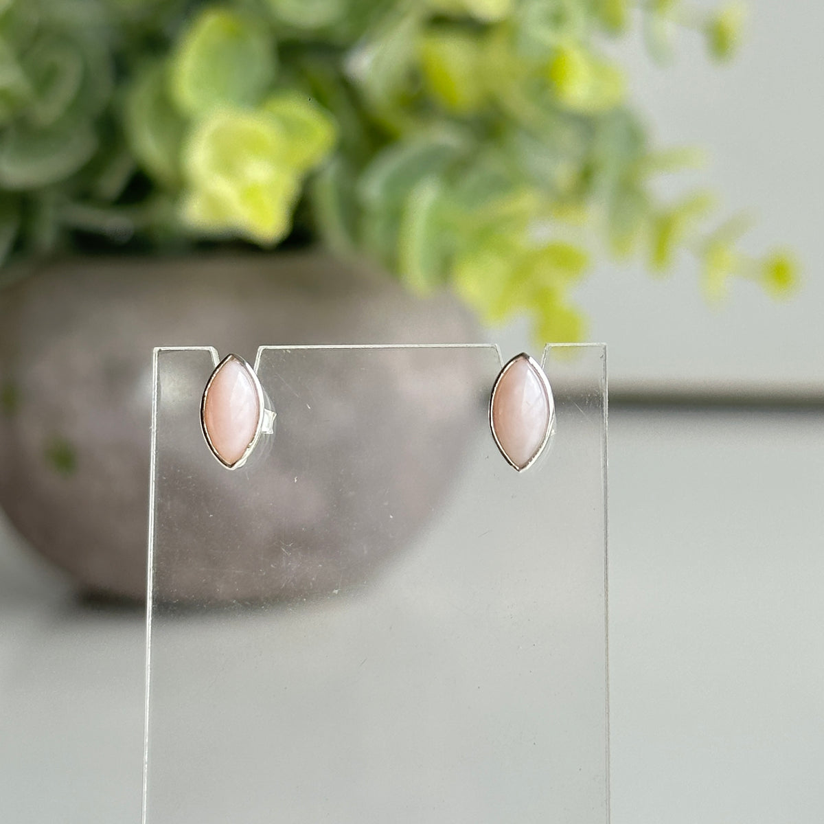 Pink Opal Marquise Stud Earrings