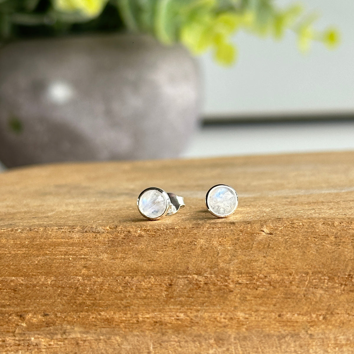 Moonstone Round Stud Earrings