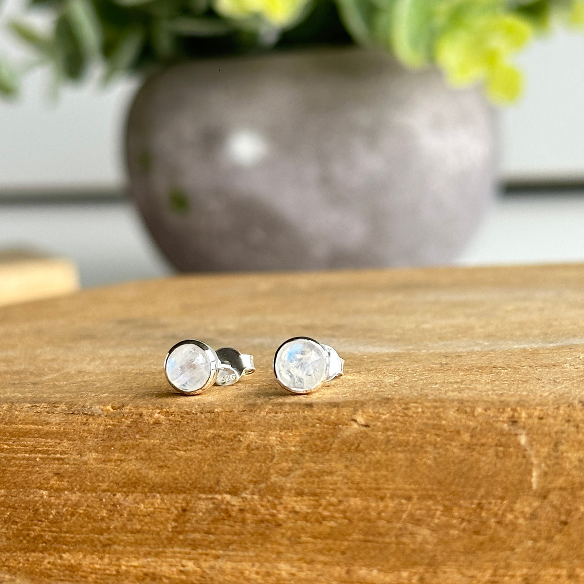 Moonstone Round Stud Earrings