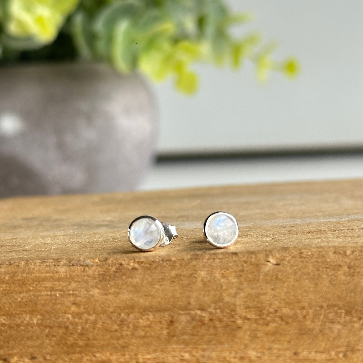 Moonstone Round Stud Earrings