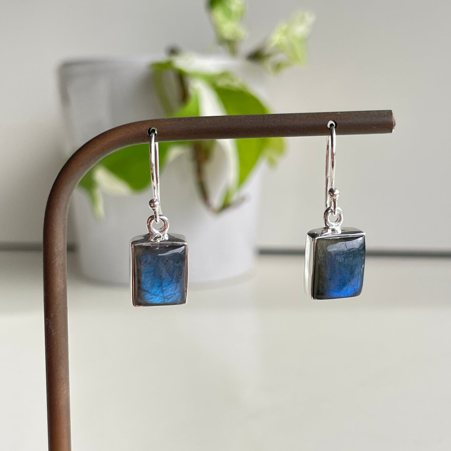 Labradorite Rectangle Earrings