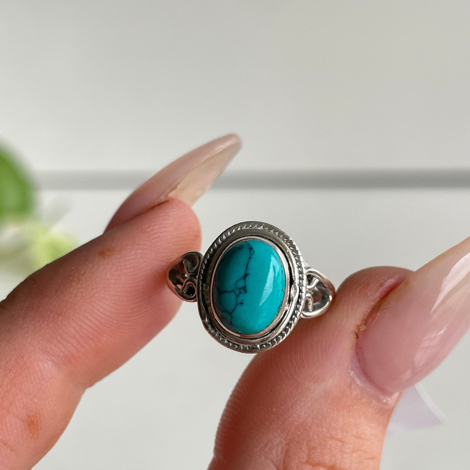 Turquoise Howlite Oval Ring