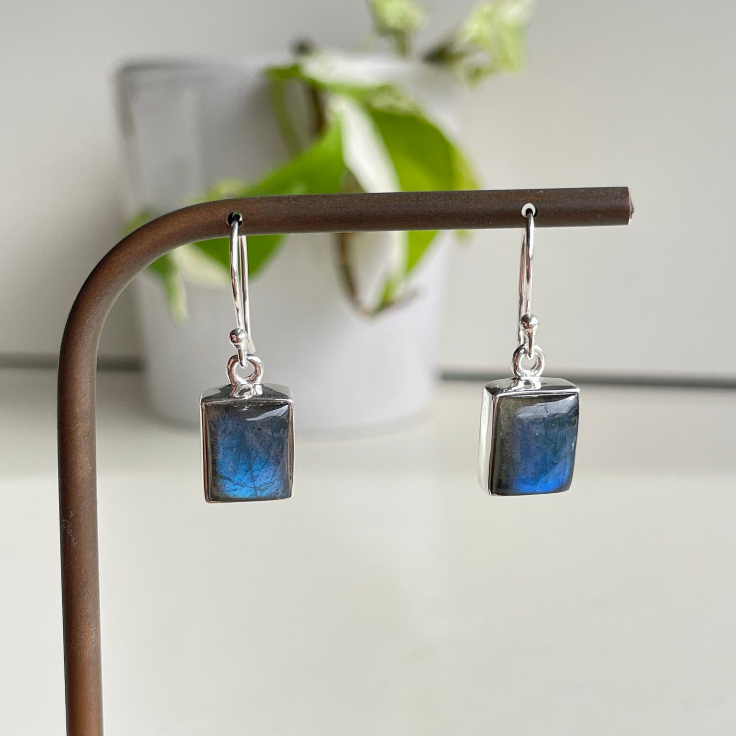 Labradorite Rectangle Earrings