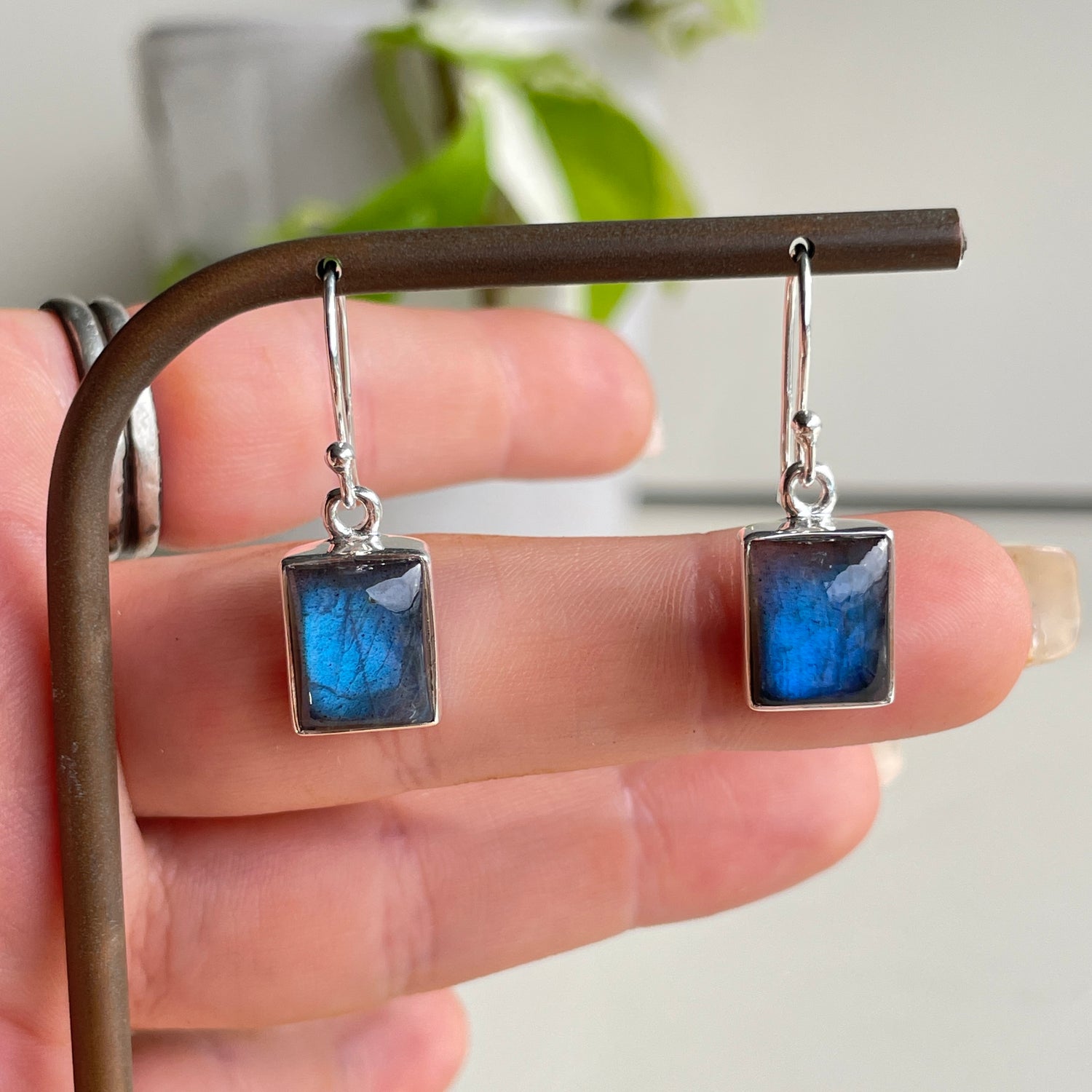 Labradorite Rectangle Earrings