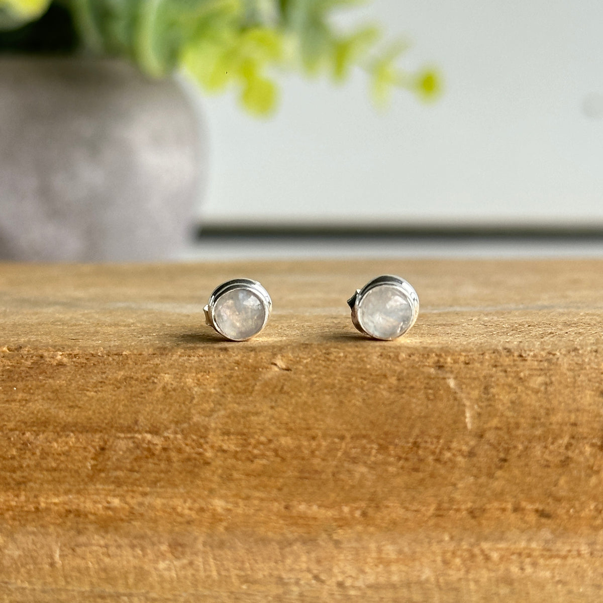 Moonstone Round Stud Earrings