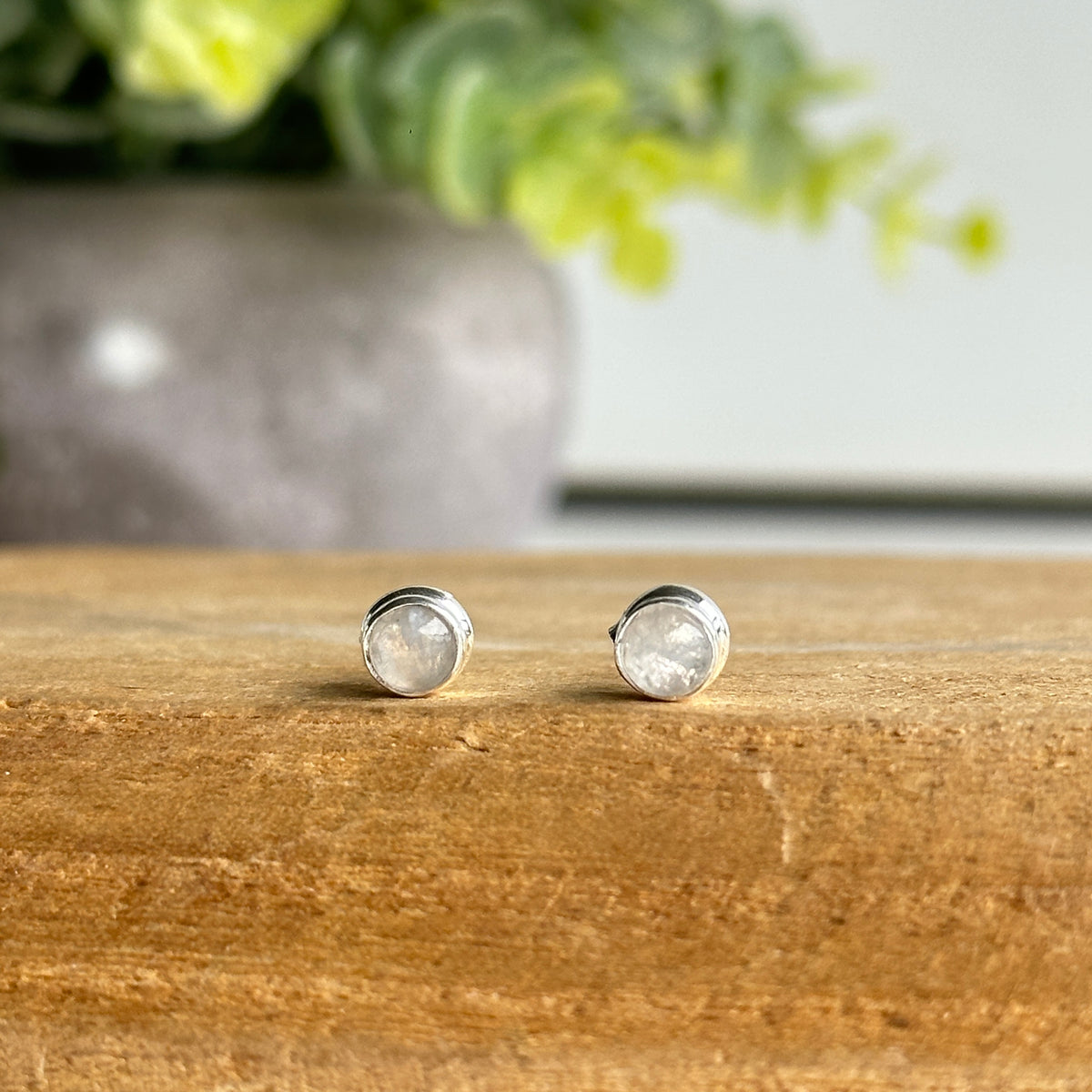 Moonstone Round Stud Earrings
