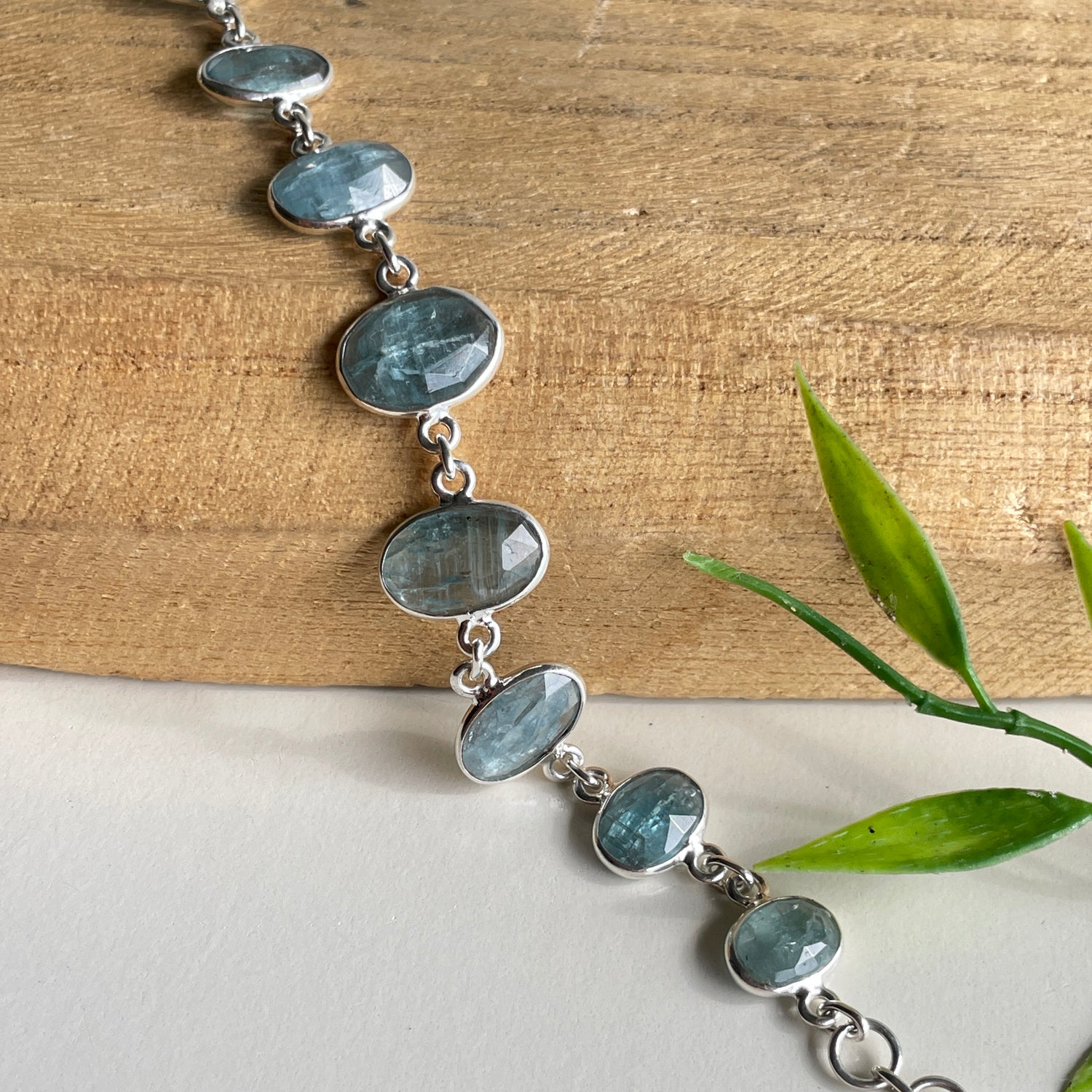 Aqua Kyanite Faceted Bracelet