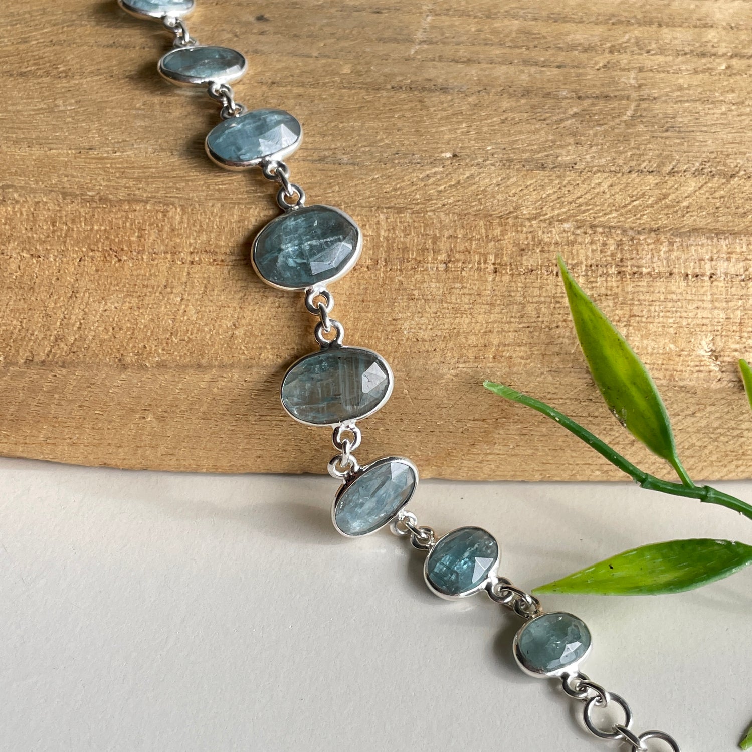 Aqua Kyanite Faceted Bracelet