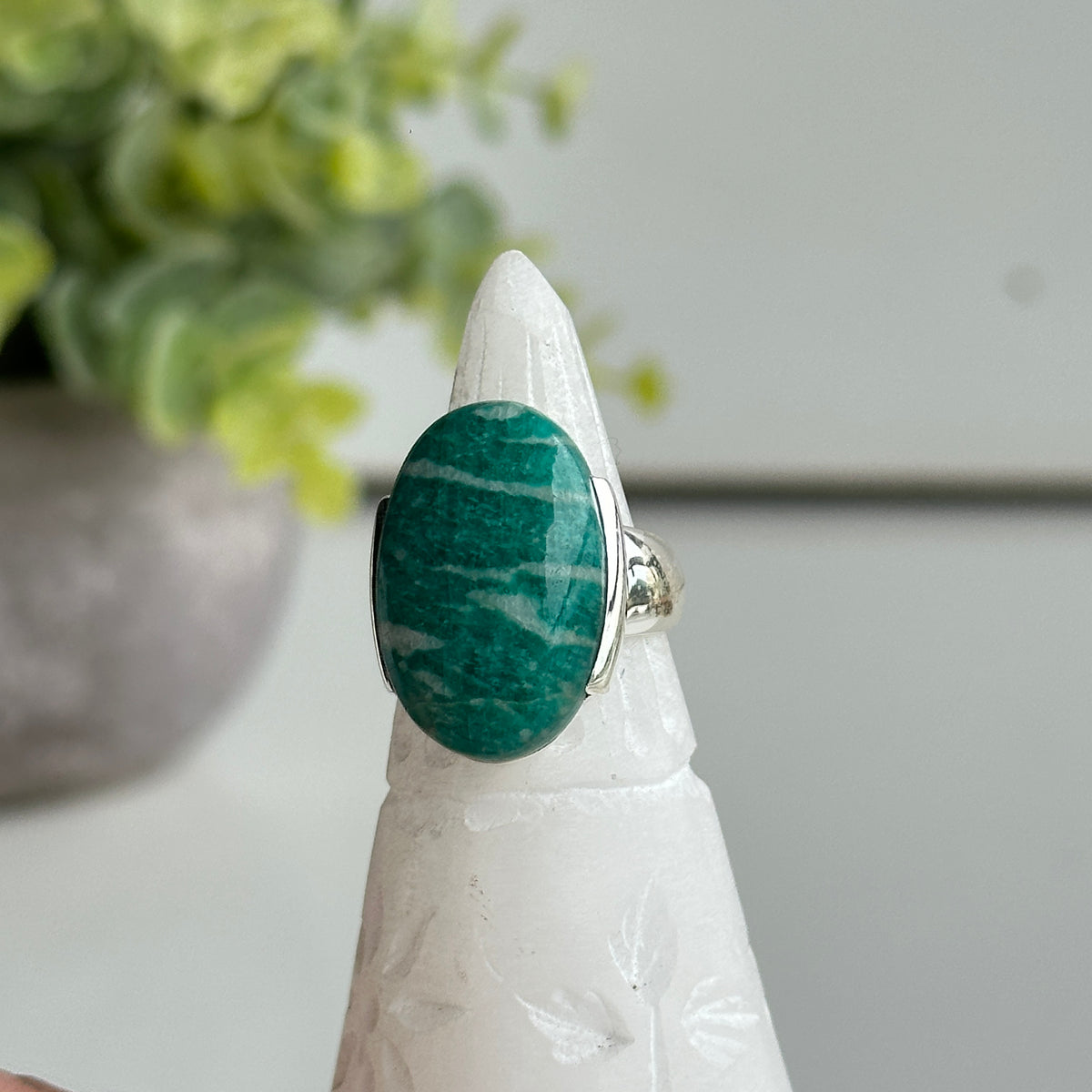 Amazonite Oval Ring Sz6.5