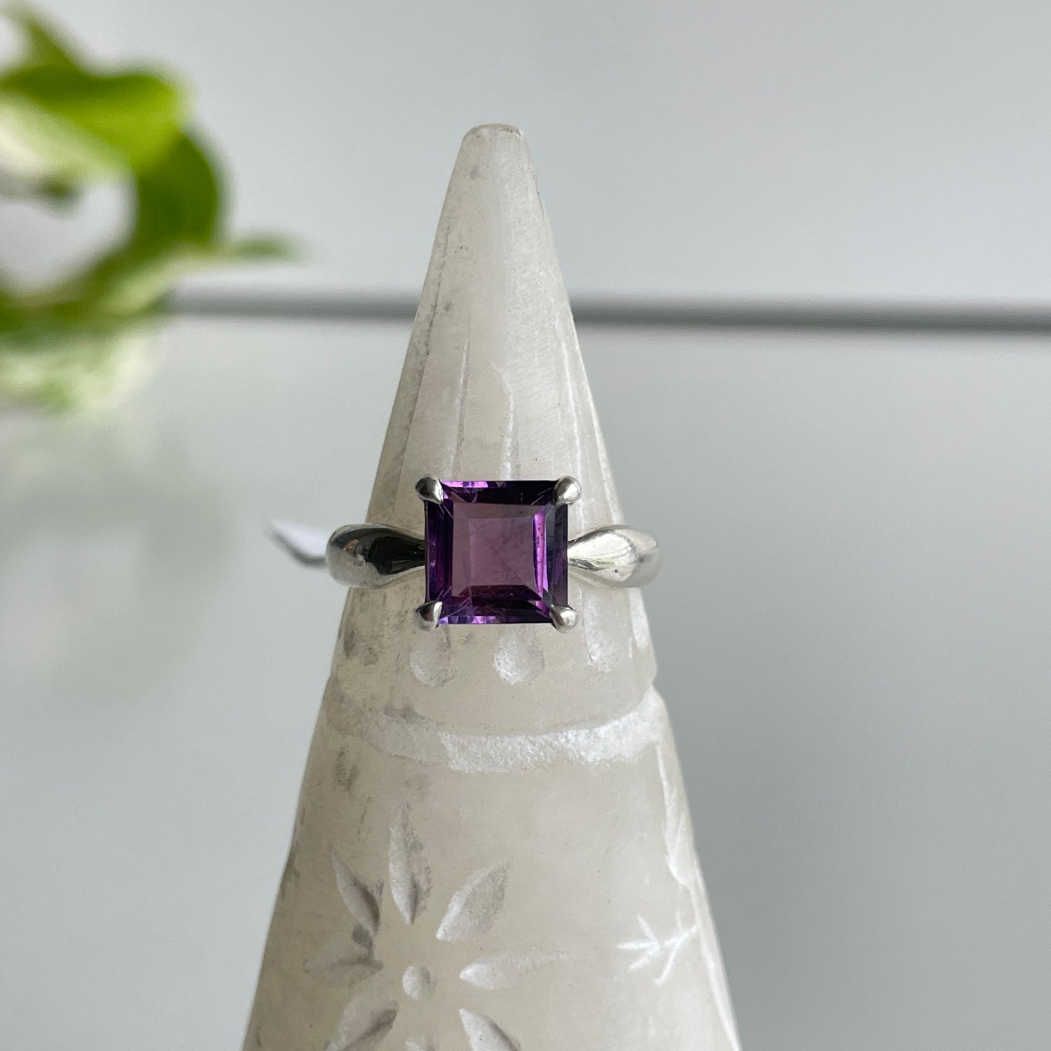 Amethyst Square Faceted Ring Sz7.5
