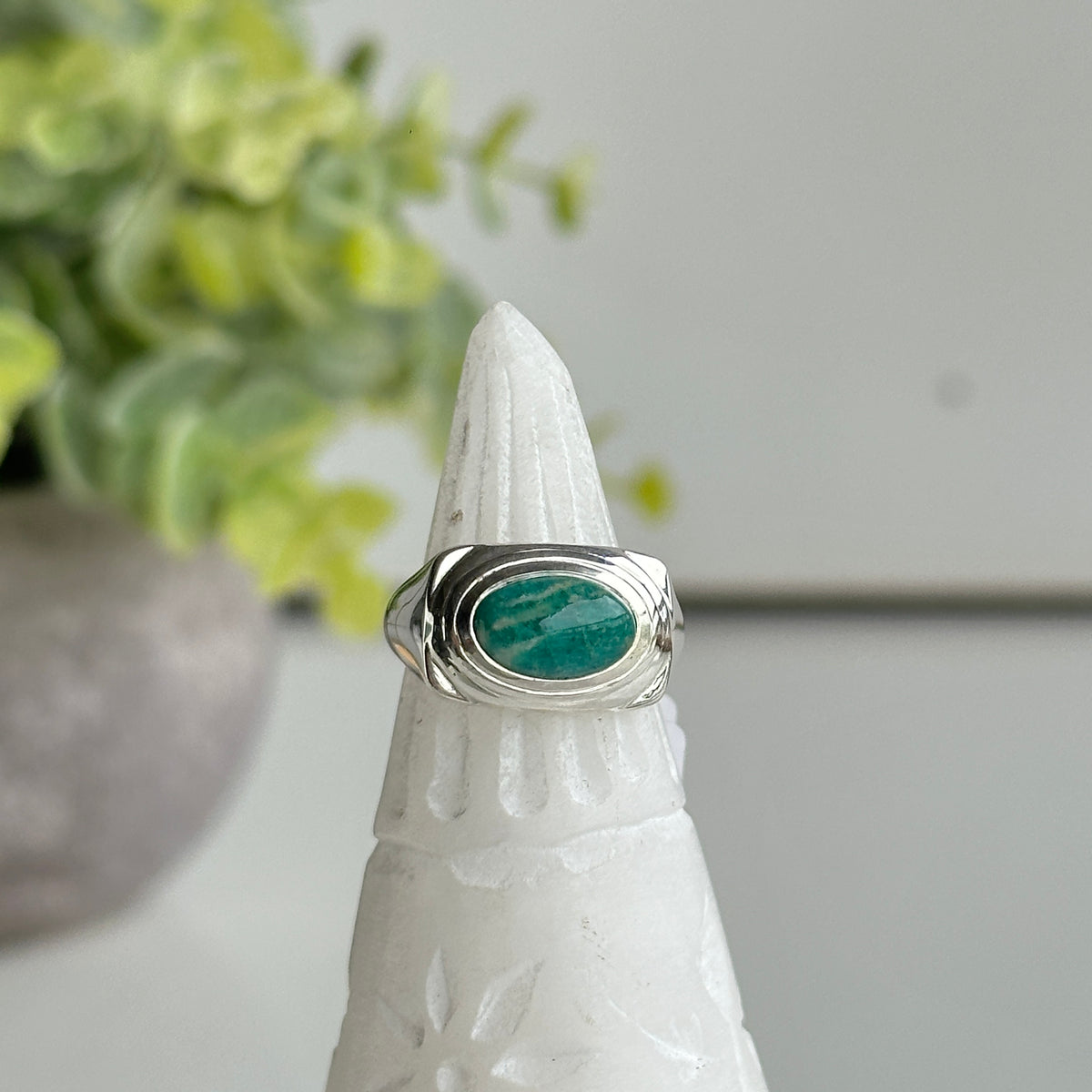 Amazonite Oval Ring Sz6