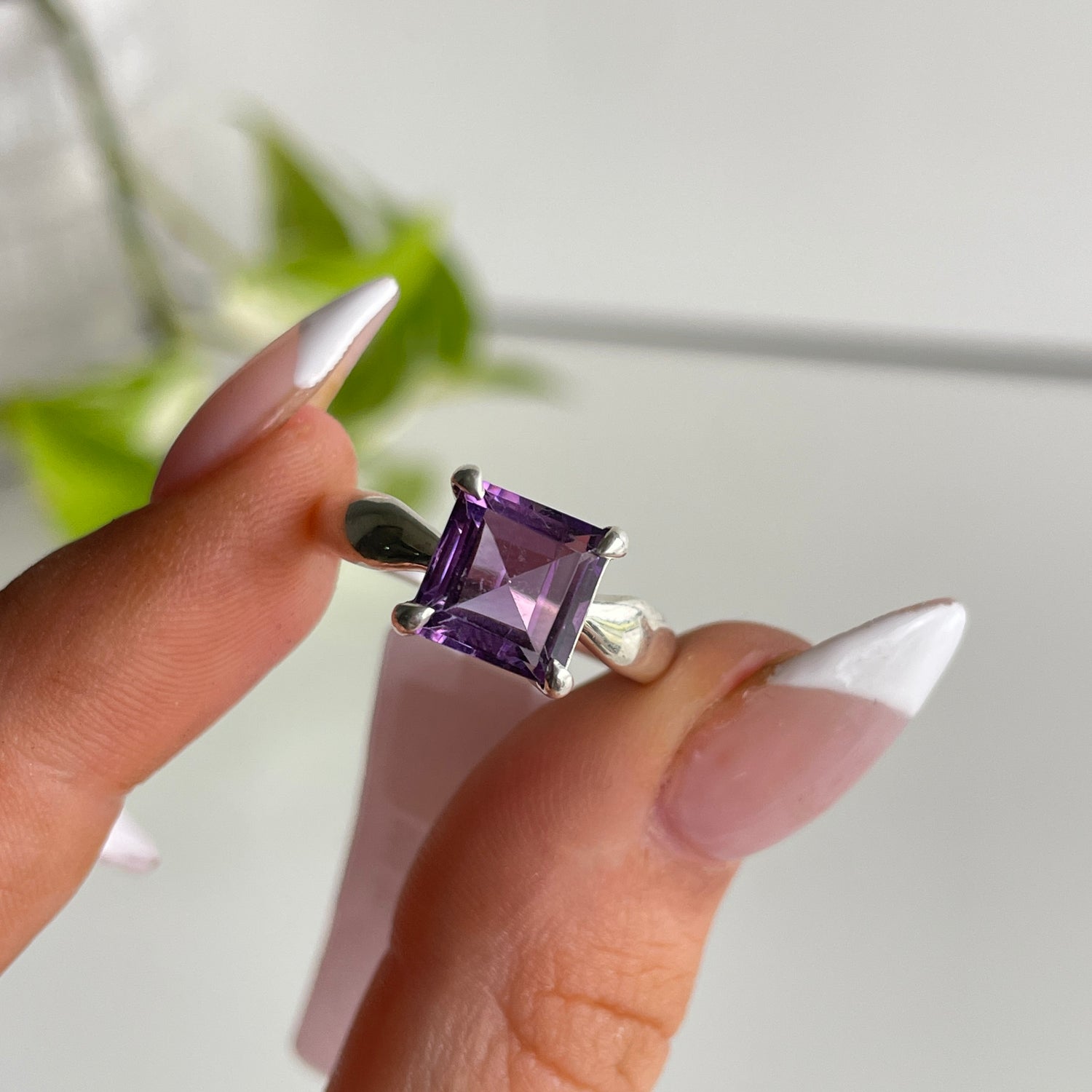 Amethyst Square Faceted Ring Sz7.5