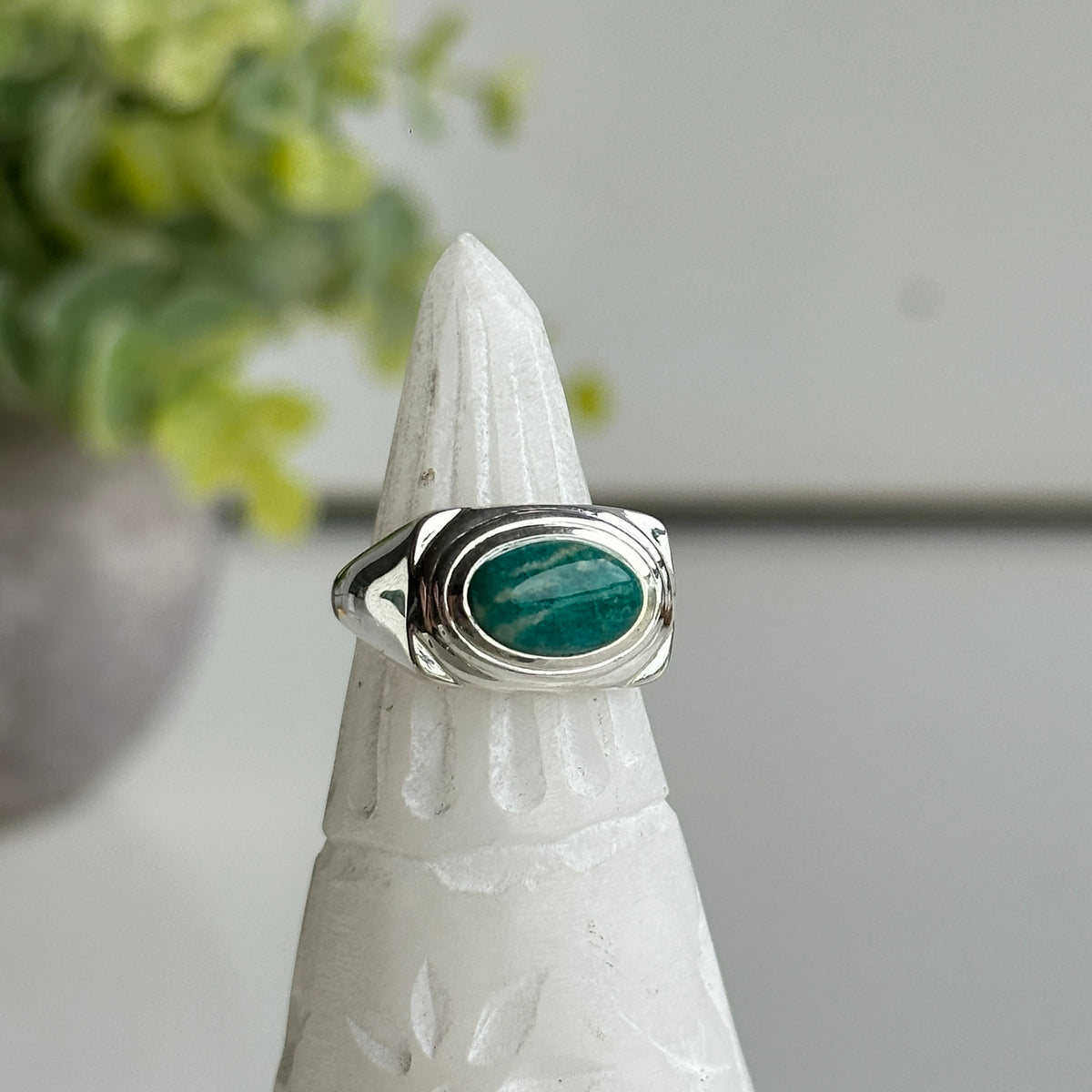 Amazonite Oval Ring Sz6
