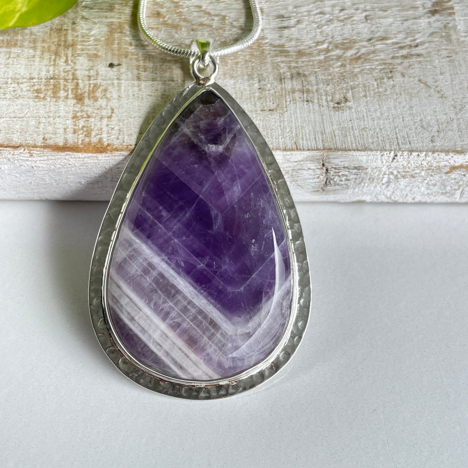 Chevron Amethyst Teardrop Pendant
