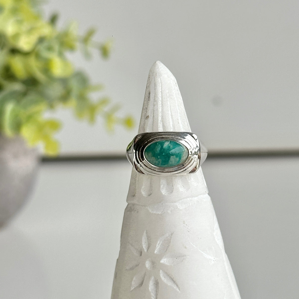 Amazonite Oval Ring Sz6.5