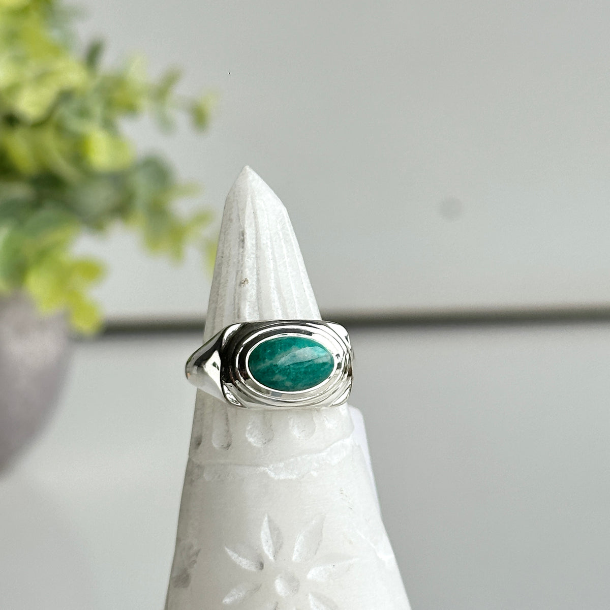 Amazonite Oval Ring Sz7.5