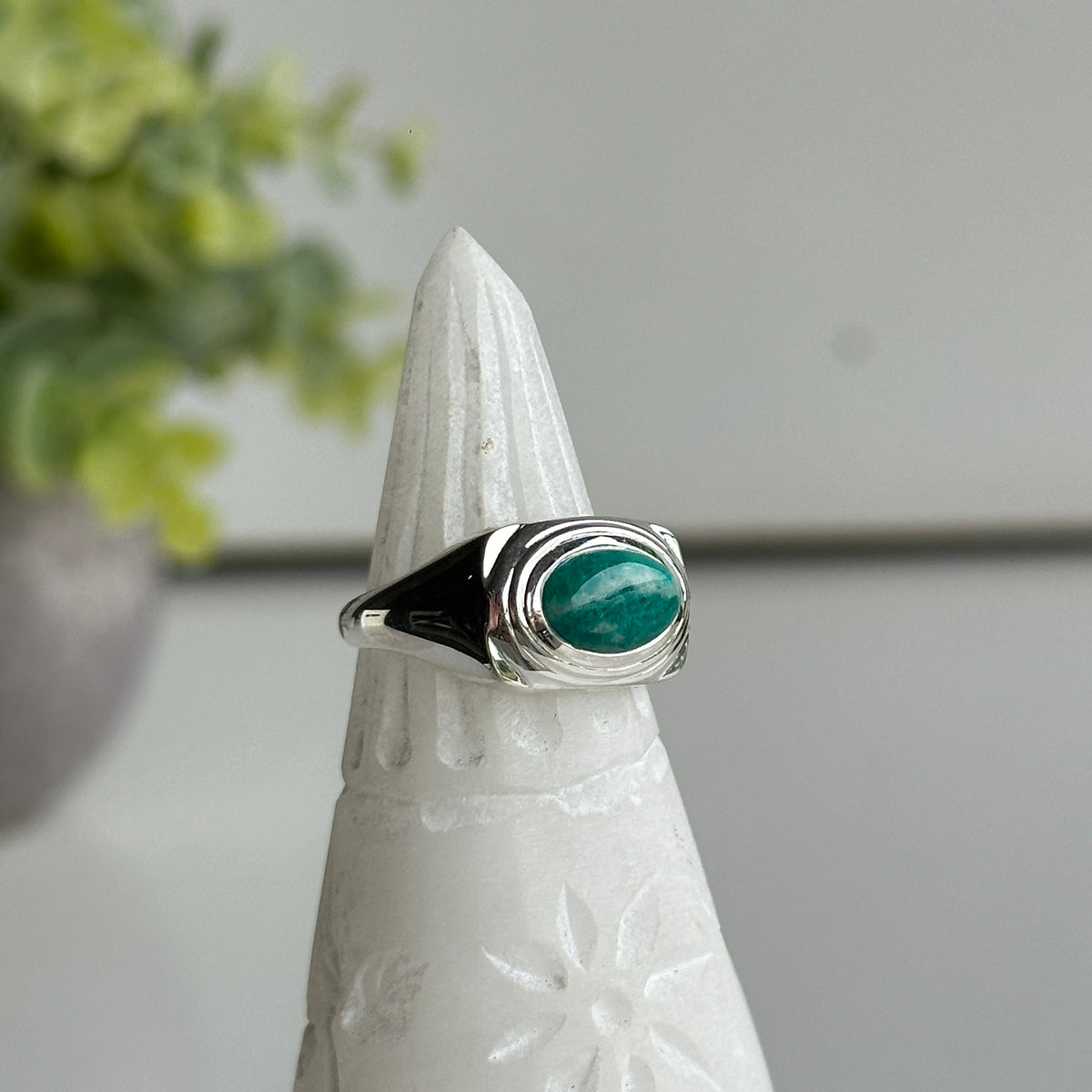 Amazonite Oval Ring Sz7.5
