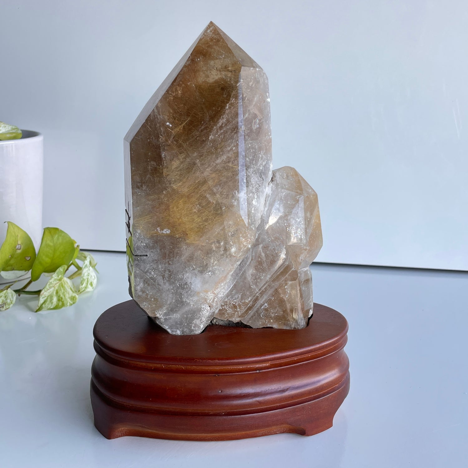 Rutilated Quartz Twin Point In Stand 23.3cm