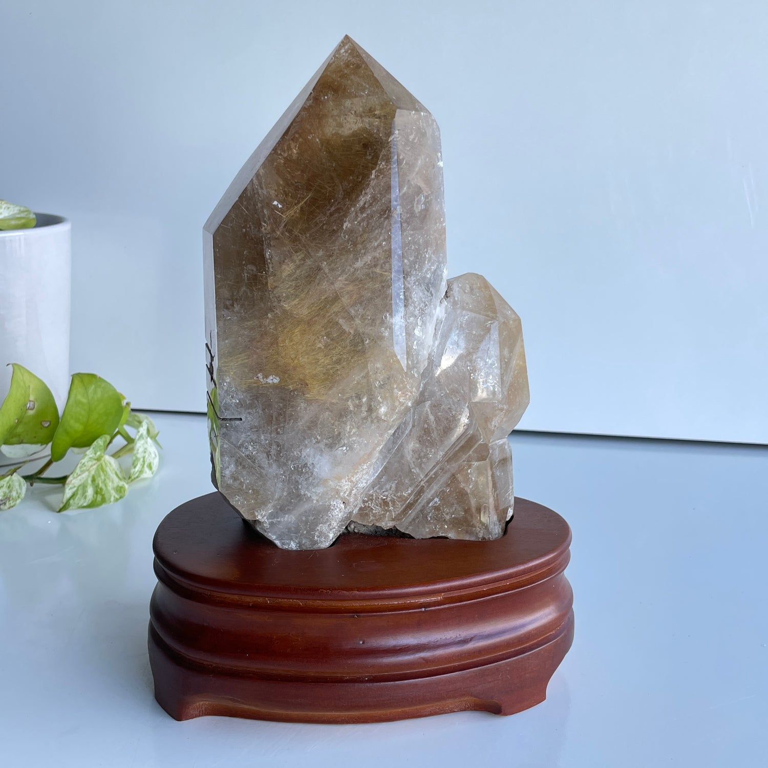 Rutilated Quartz Twin Point In Stand 23.3cm