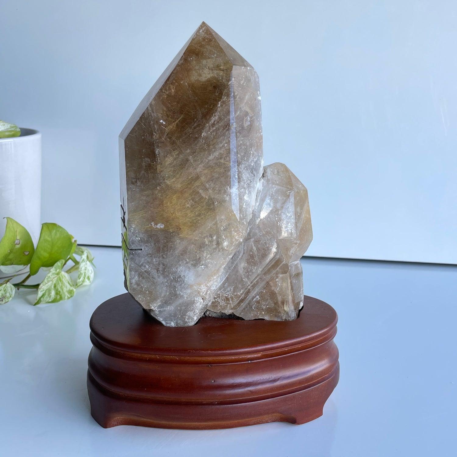 Rutilated Quartz Twin Point In Stand 23.3cm