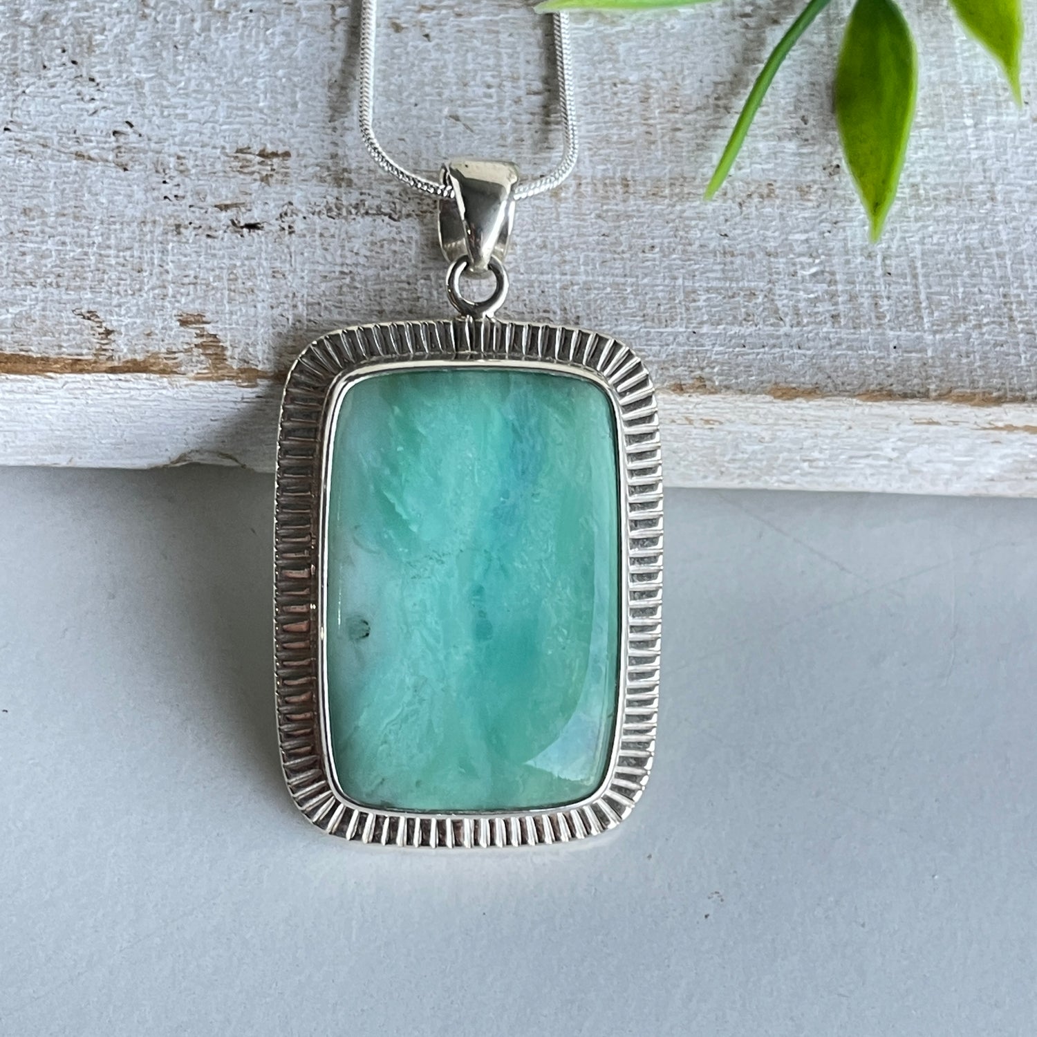 Blue Opal Fossilised Wood Pendant