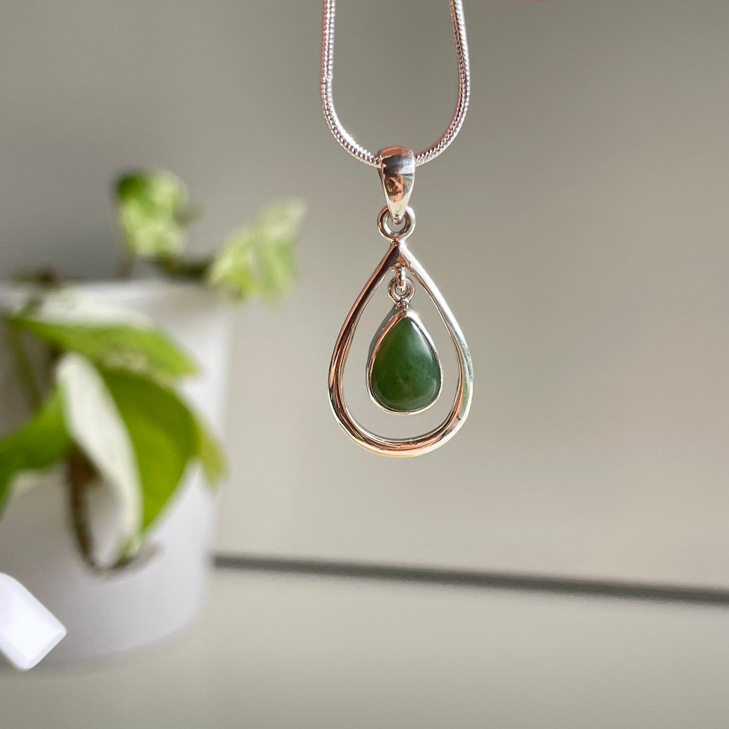 Nephrite Jade Teardrop Pendant