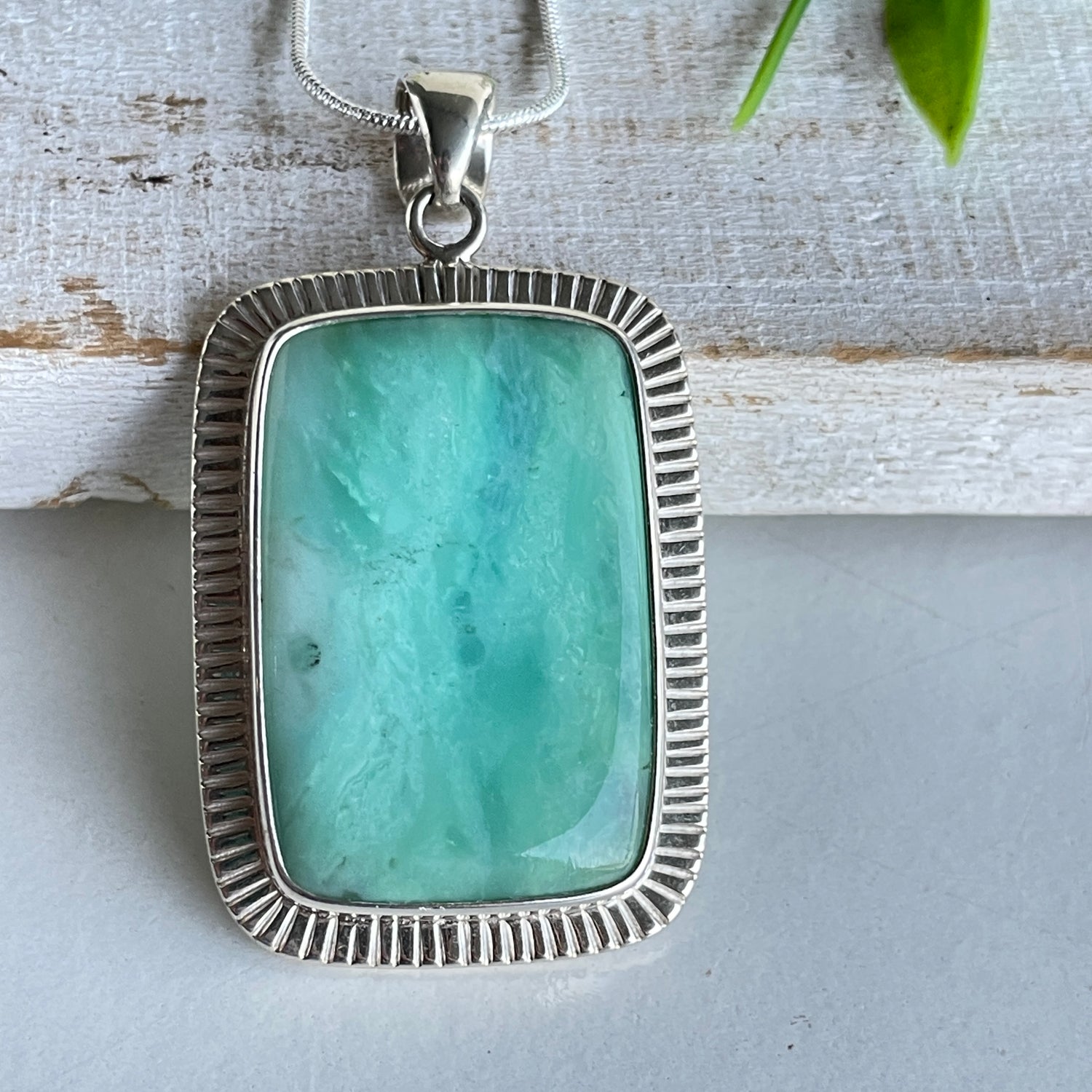 Blue Opal Fossilised Wood Pendant