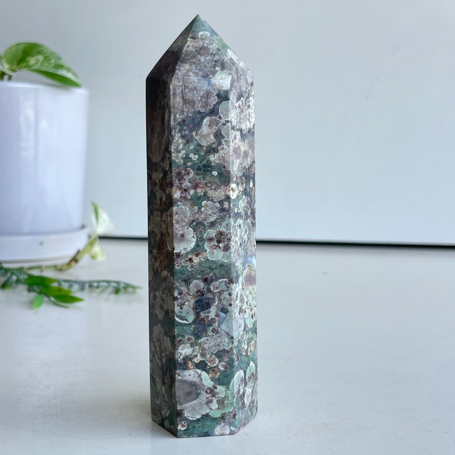 Rhyolite Flower & Green Jasper Generator 14.3cm