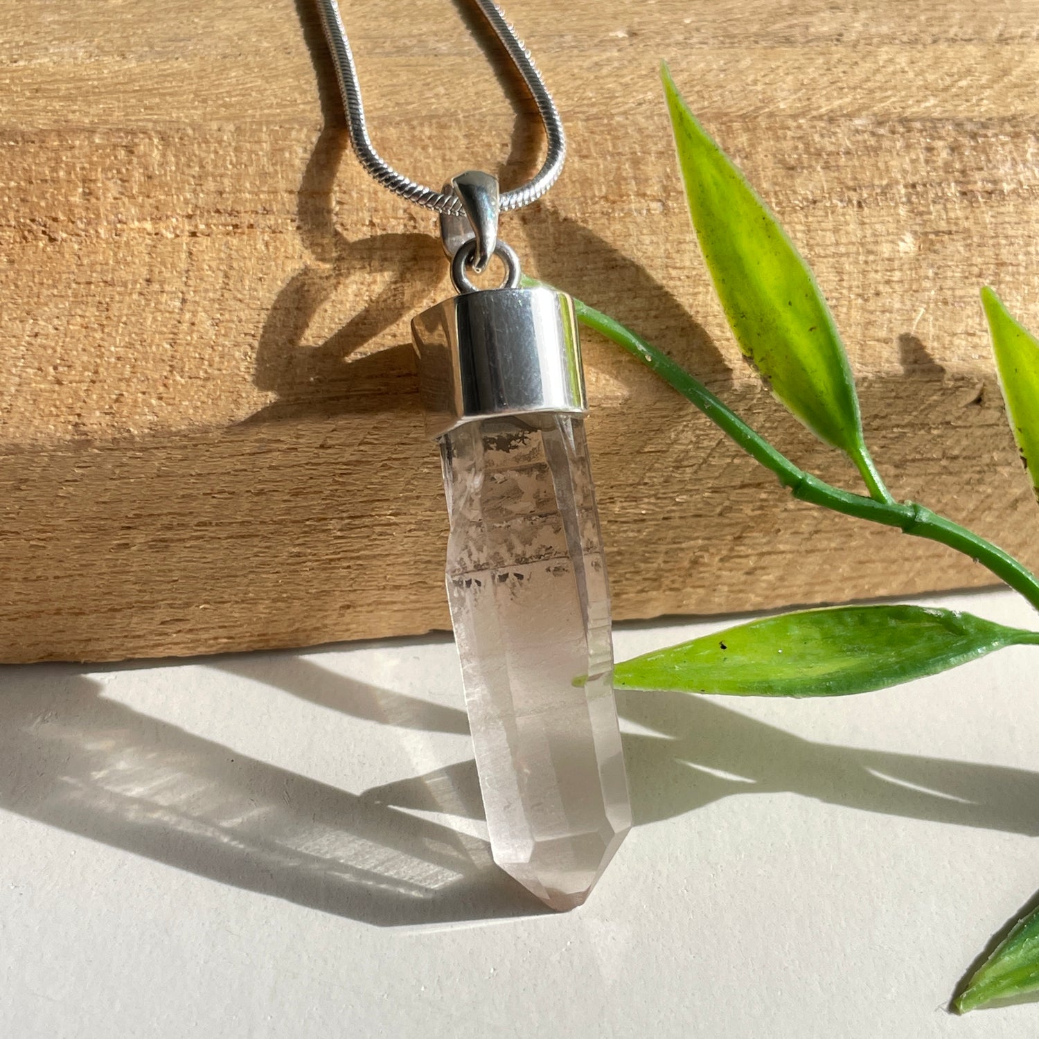 Pink Lemurian Point Pendant