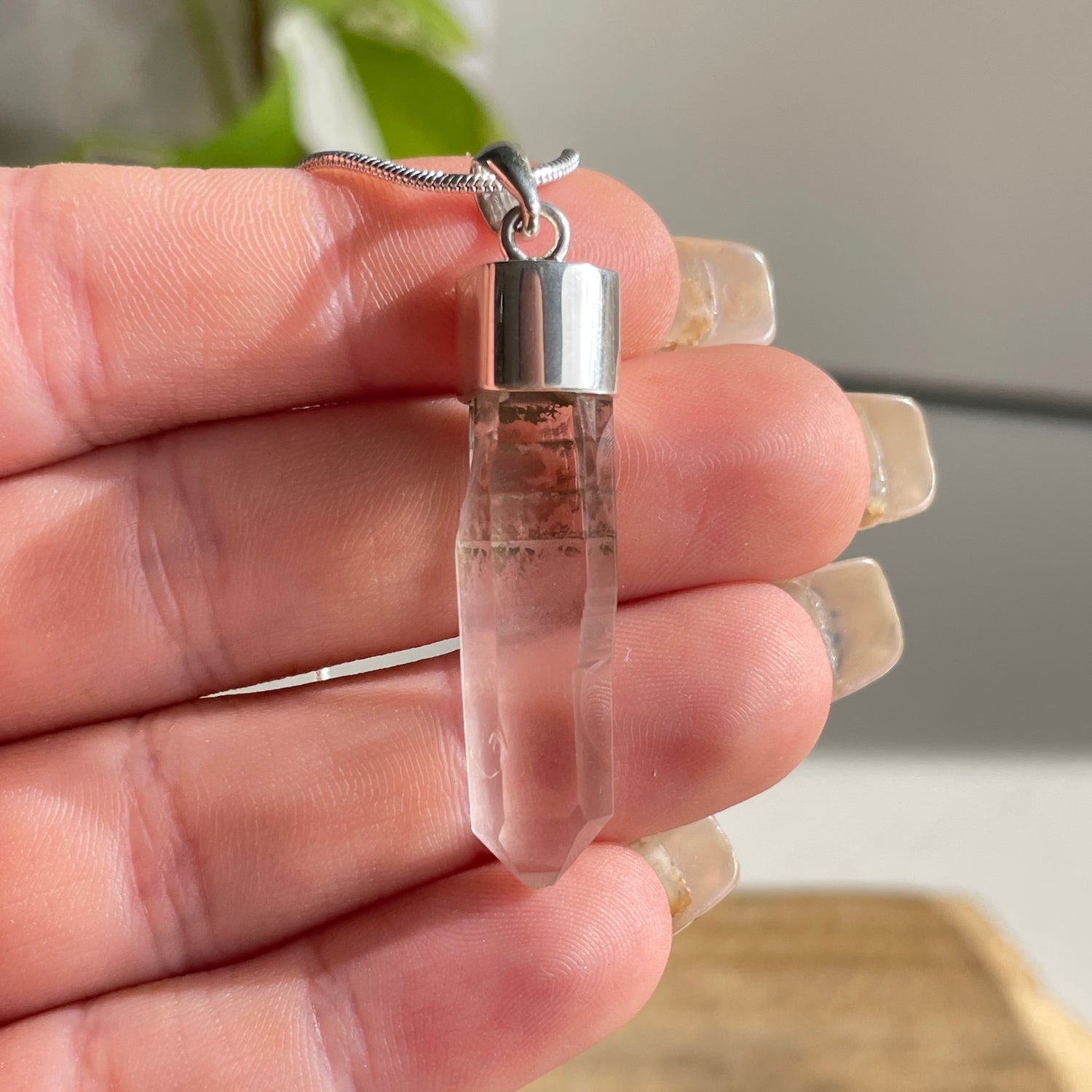 Pink Lemurian Point Pendant