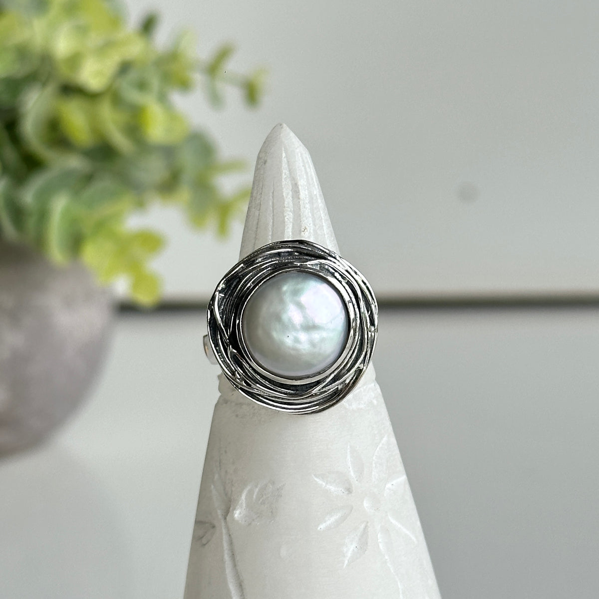 Pearl Round Ring Sz10