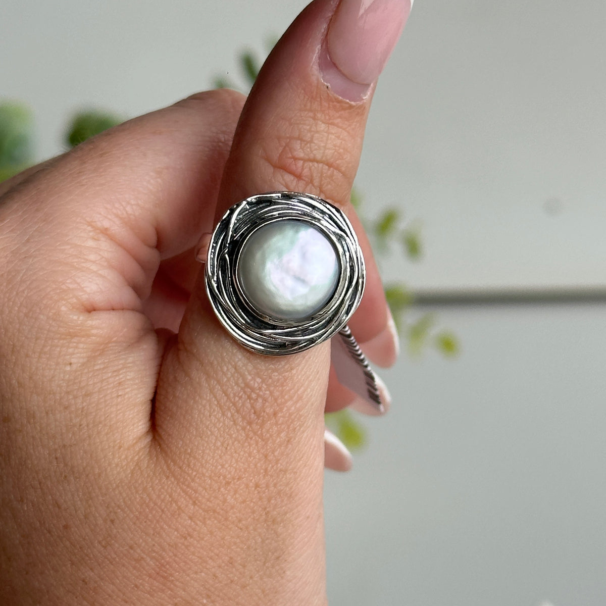 Pearl Round Ring Sz10