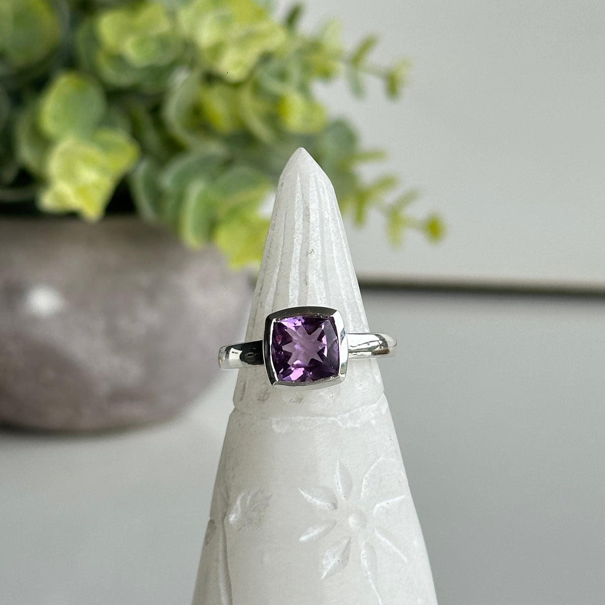 Amethyst Square Ring Sz10