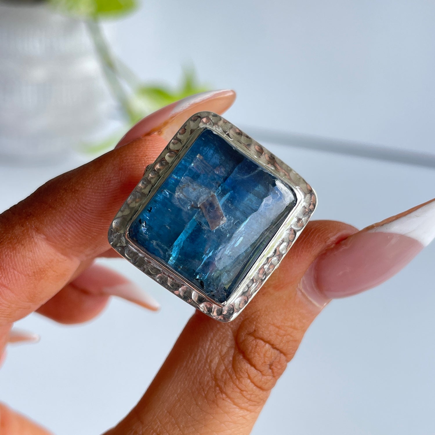 Blue Kyanite Square Ring Sz9