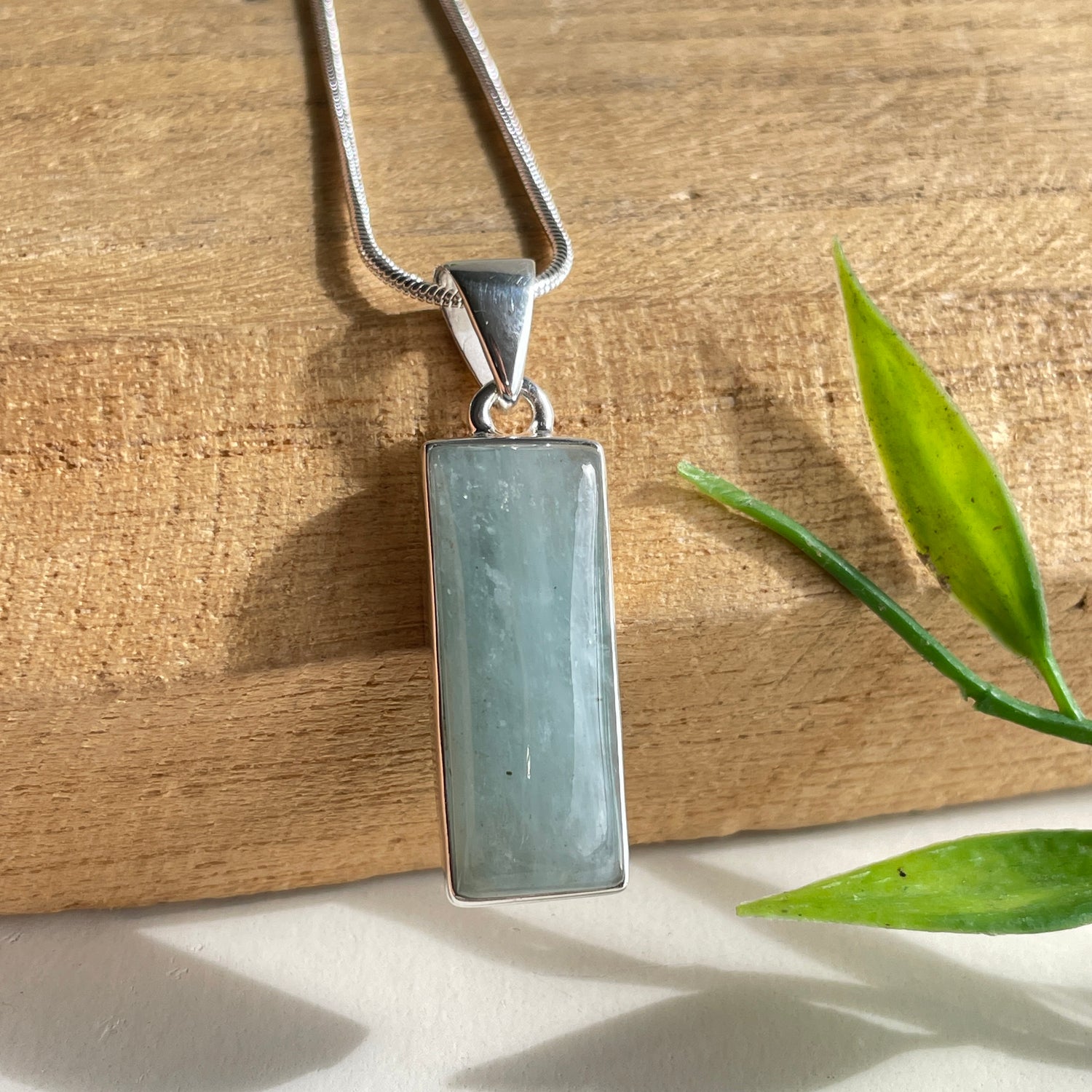 Aquamarine Rectangle Pendant