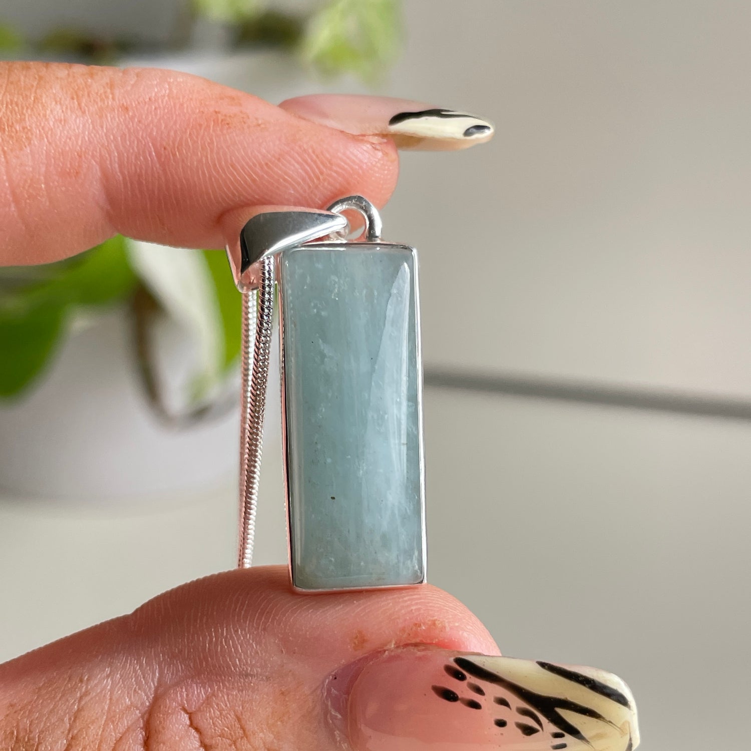 Aquamarine Rectangle Pendant