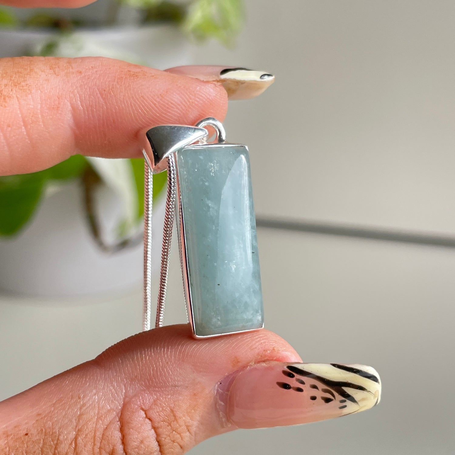 Aquamarine Rectangle Pendant